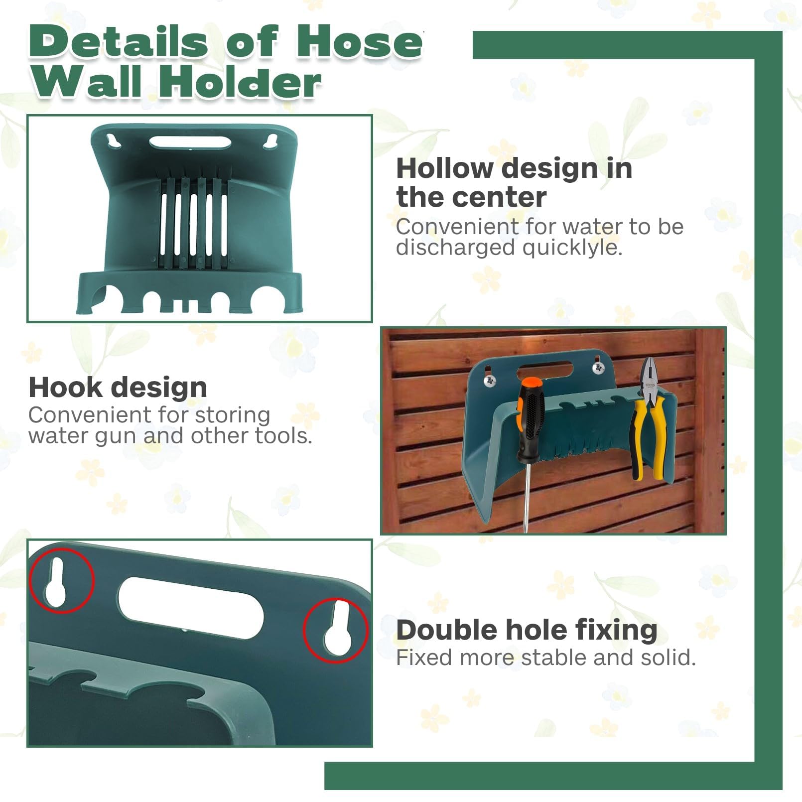 Kathson Garden Hose Hanger - Heavy Duty Wall Mount Hose Reel Organizer with Bracket | Durable Plastic Water Hose Storage Holder for Outdoor Yard, Lawn & Garden Use