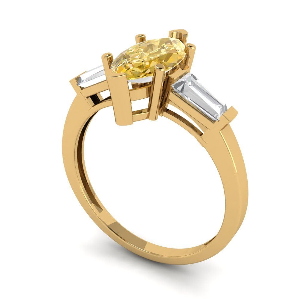 Clara Pucci 2ct Marquise Moissanite Ring - 14k Gold for Bridal & Anniversary