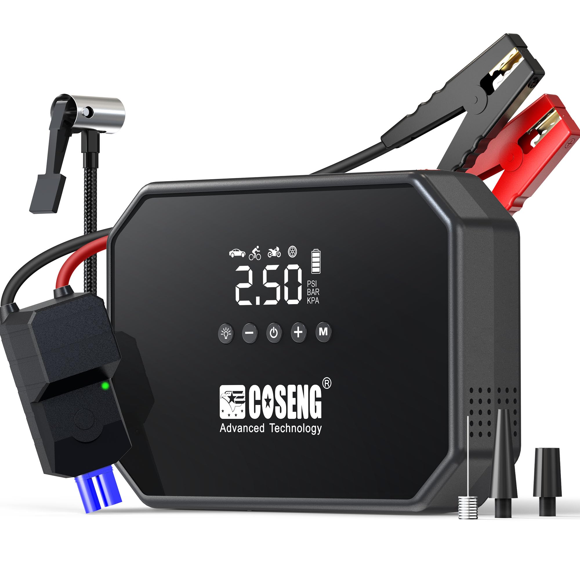 J22 3500A Portable Jump Starter with Air Compressor - 150PSI Tire Inflator & 12V Car Battery Booster for All Gas & 6.0L Diesel Engines | Smart Jumper Cables & 3-Mode Emergency Flashlight | Perfect for Roadside Emergencies, Camping & Winter Car Prep