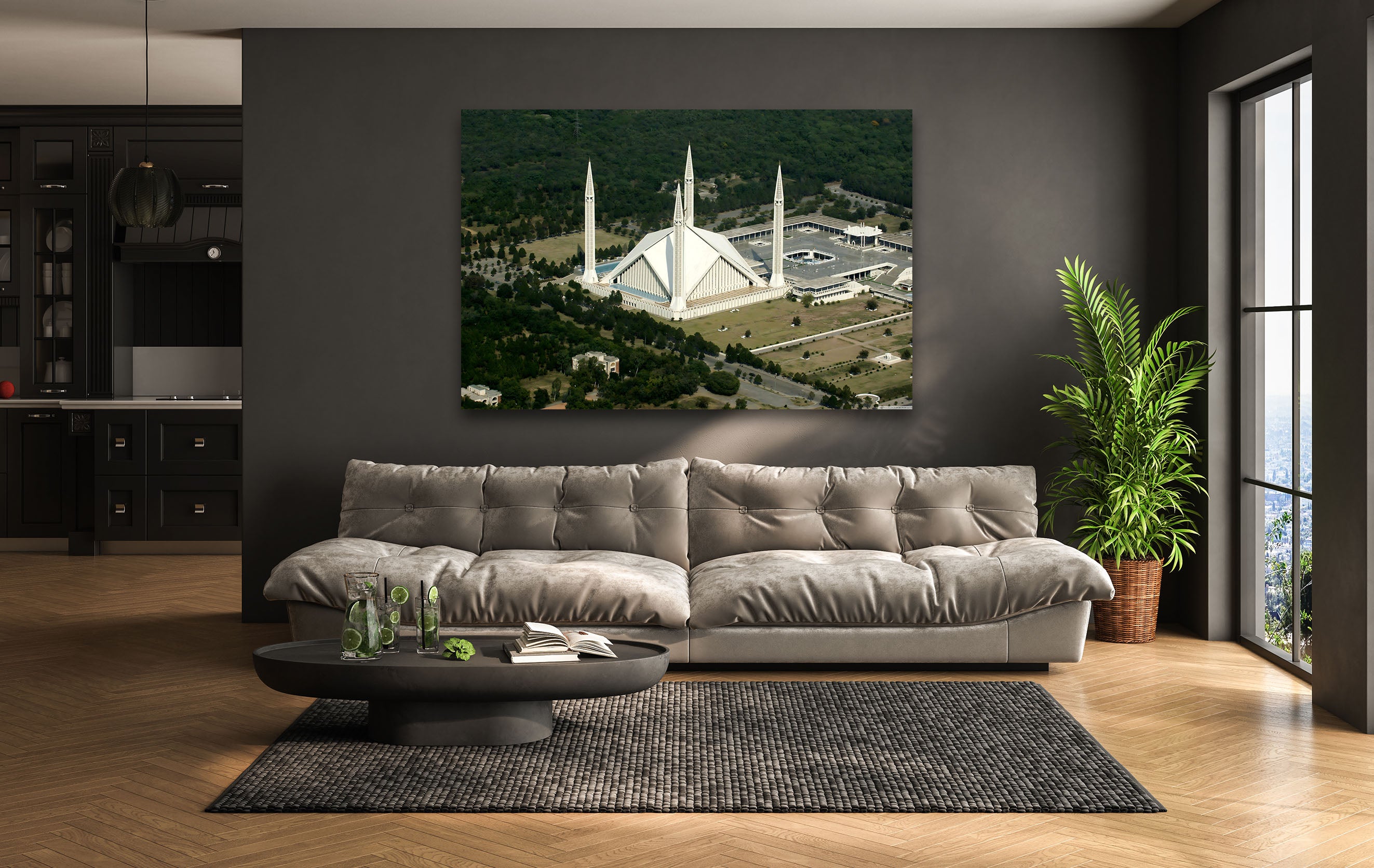 Stunning Aerial View Glass Wall Art - Iconic Landmark Panoramic Print - Perfect for Living Room, Office & Home Decor