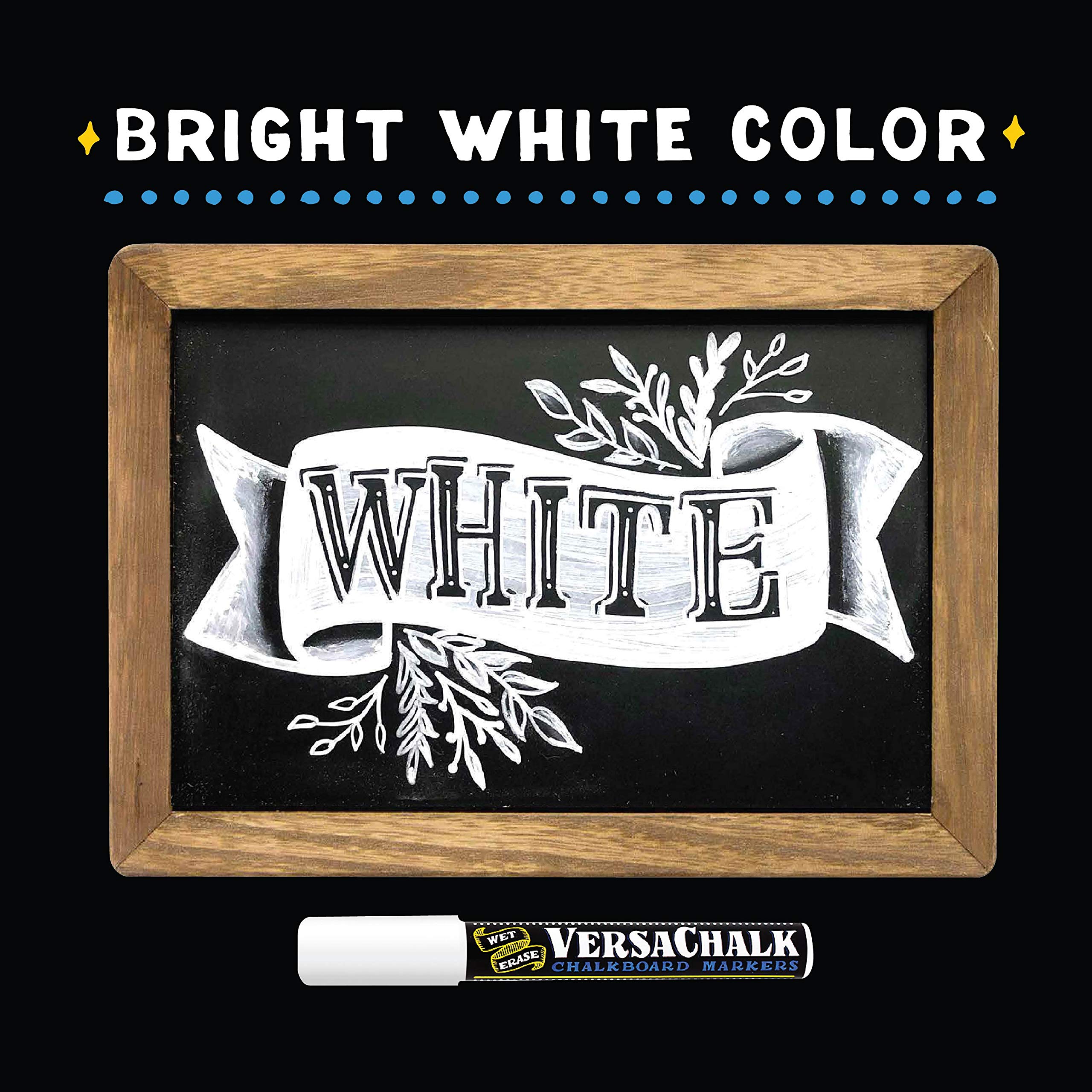 VersaChalk White Chalkboard Markers - Wet Erase Dustless Chalk Paint Pens for Blackboard, Dry Erase Whiteboard & Signs (2-Pack) - Perfect for Restaurants, Classrooms & DIY Home Decor