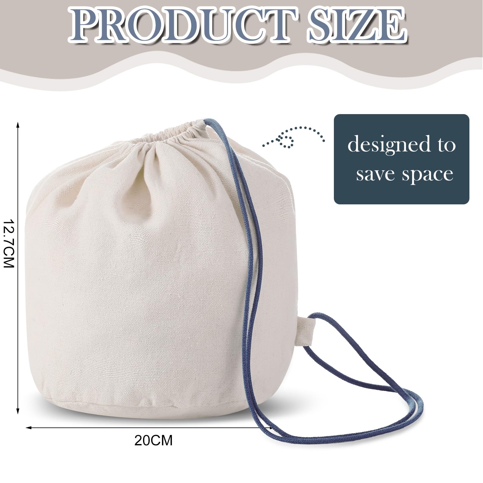 1 Pcs Cotton Drawstring Travel Pillow Case Cover - Soft & Breathable Storage Bag for Neck Pillows - Perfect for Airplane, Camping, and Road Trips - Compact & Lightweight Travel Accessory