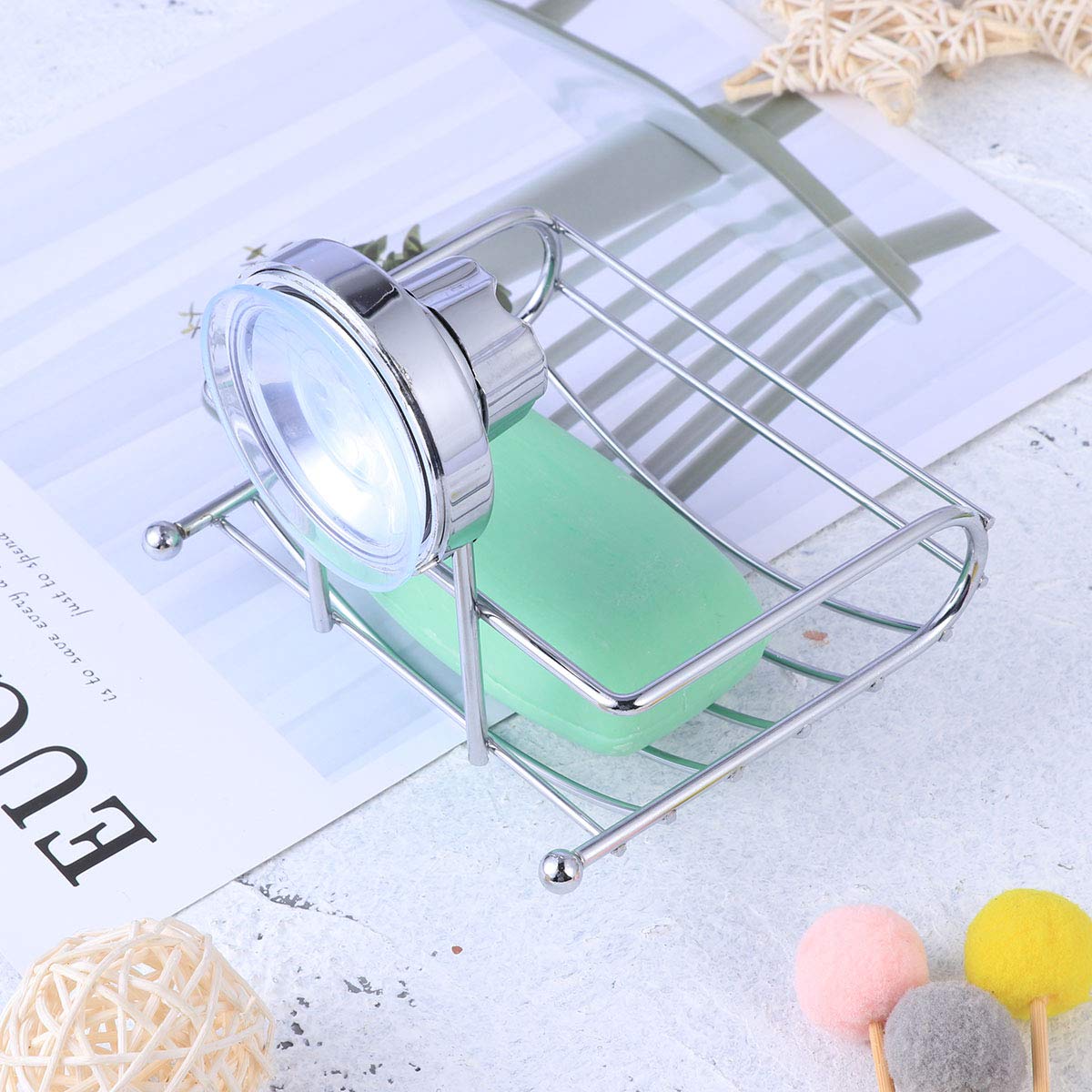 Stainless Steel Shower Soap Holder with Strong Suction - Rustproof Soap Dish for Bathroom, Kitchen, Gym & Travel - Cabilock Wall Mount Soap Dispenser for Shower Caddy Organization