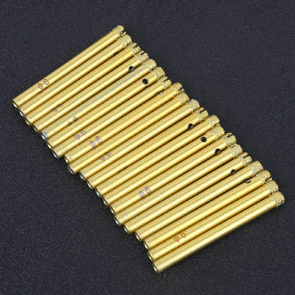 20PCs Diamond Drill Bit Set - 6mm Gold Brazing Hole Opener for Glass, Ceramic Tiles & Granite - Electric/Hand Drill Accessories for DIY Projects & Home Renovations