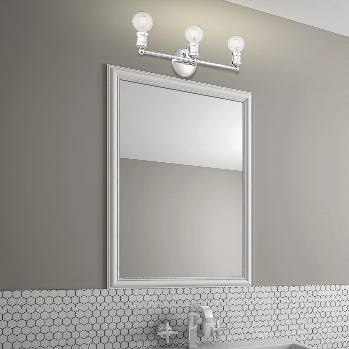 Livex Lighting 16713-05 3-Light Polished Chrome Bathroom Vanity Light Fixture - Perfect for Modern Bathroom Decor & Makeup Lighting