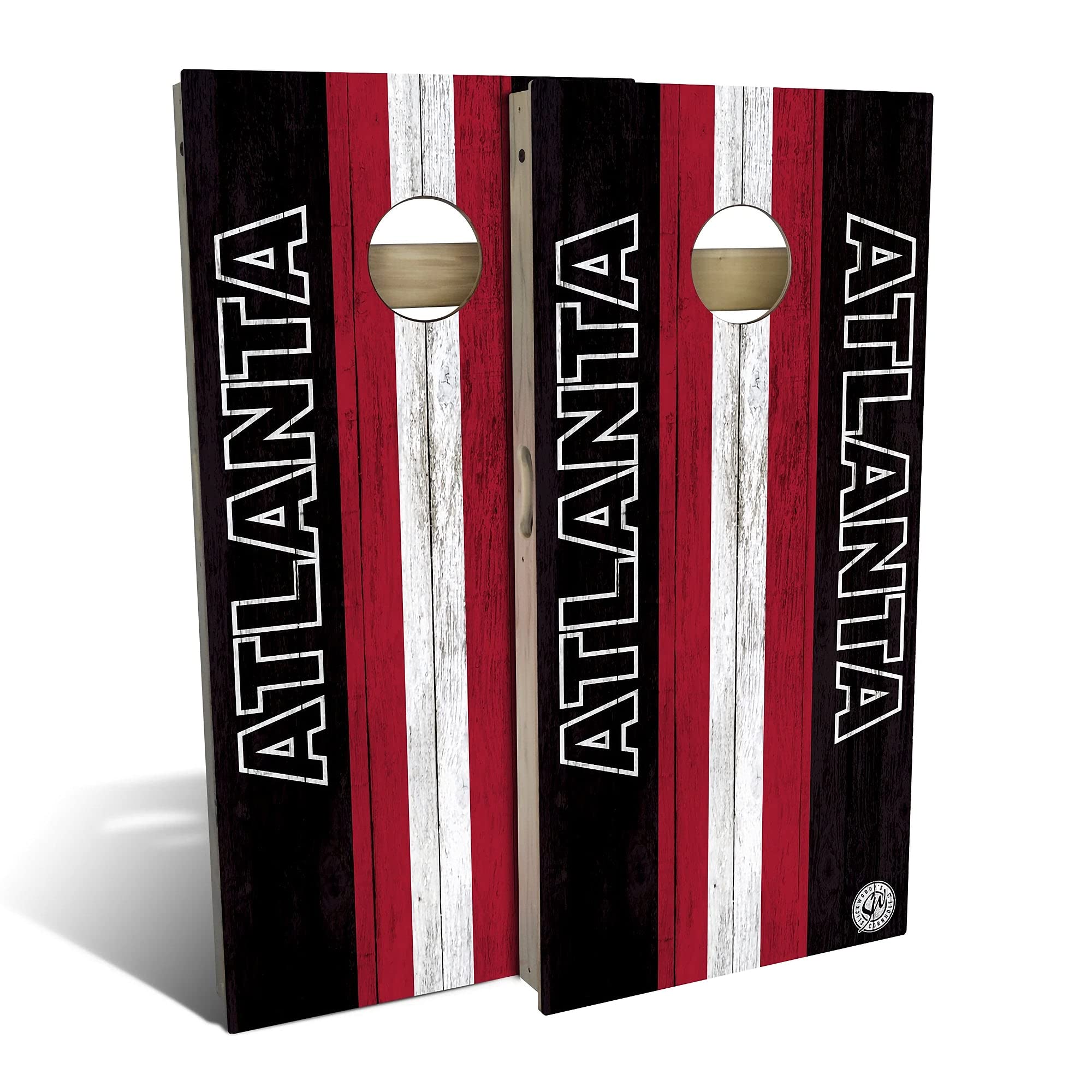 Atlanta City Themed Cornhole Game Set - Premium Wooden Boards & 8 Bean Bags - Outdoor Lawn Games for Backyard, Tailgating, and Parties - Multiple Sizes & Accessories Included