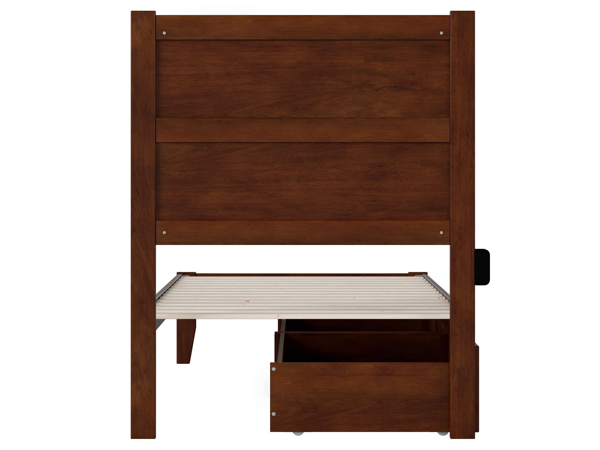 AFI NoHo Twin XL Platform Bed with Storage Drawers & USB Charging Station - Walnut Finish Space-Saving Bed Frame for Small Bedrooms, Dorms & Studio Apartments