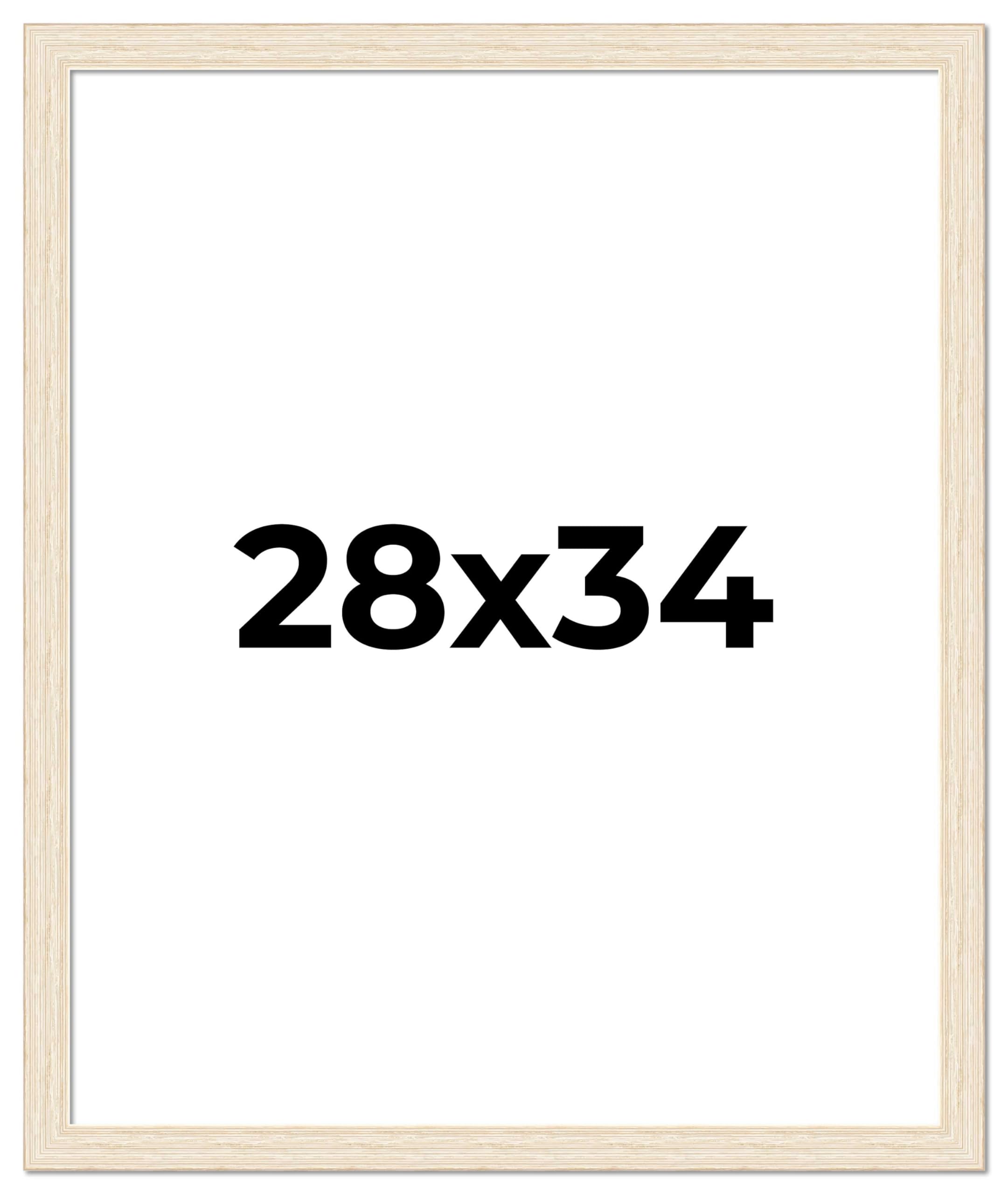 28x34 White Wash Distressed Wood Picture Frame - Solid Aged Washed Wood Photo Frame with UV Acrylic, Foam Backing & Hanging Hardware - Perfect for Posters, Artwork & Home Decor