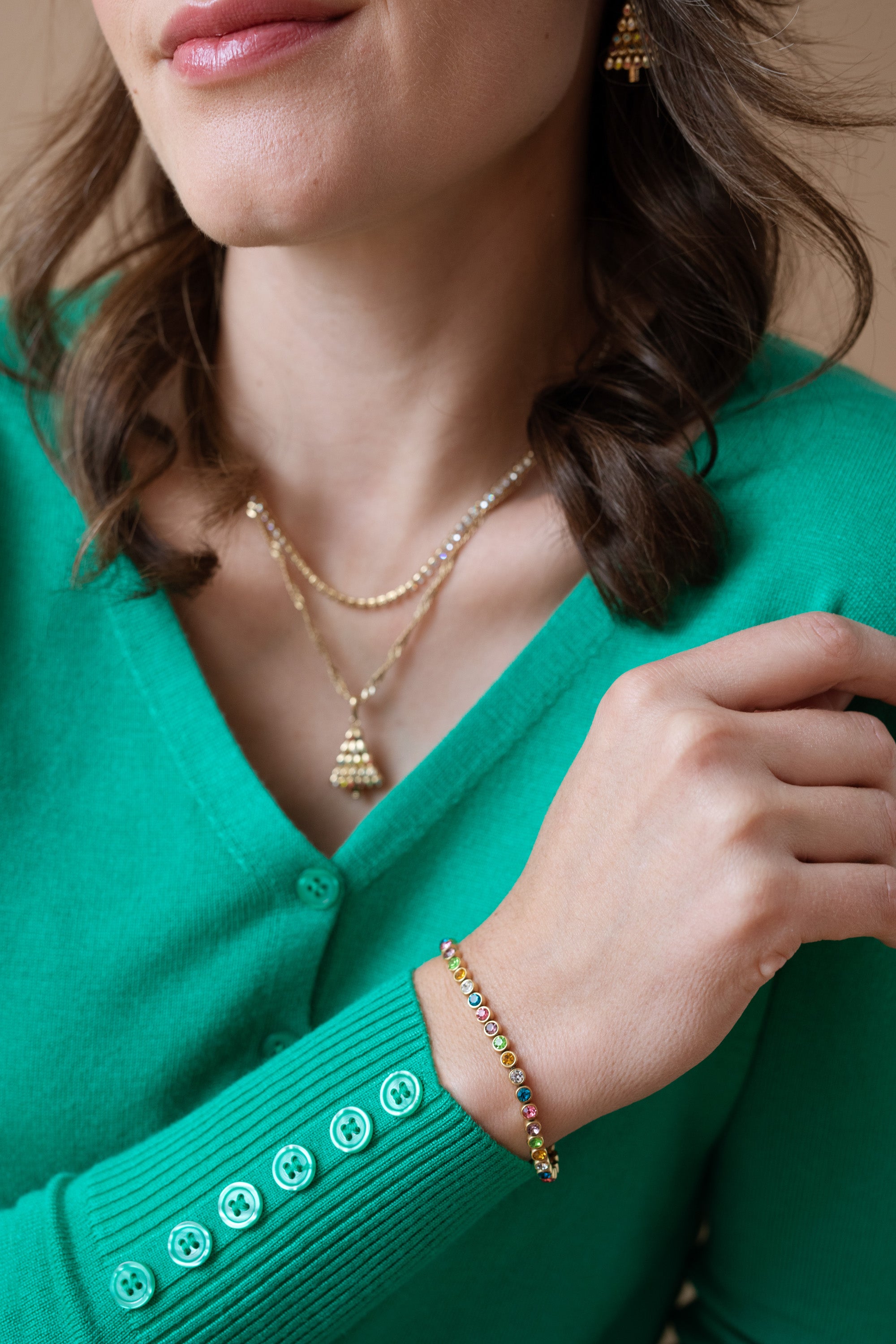 Christmas Tree Layered Necklace - Elegant Holiday Jewelry for Women, Festive Layered Pendant Necklace for Christmas Party & Gift Giving