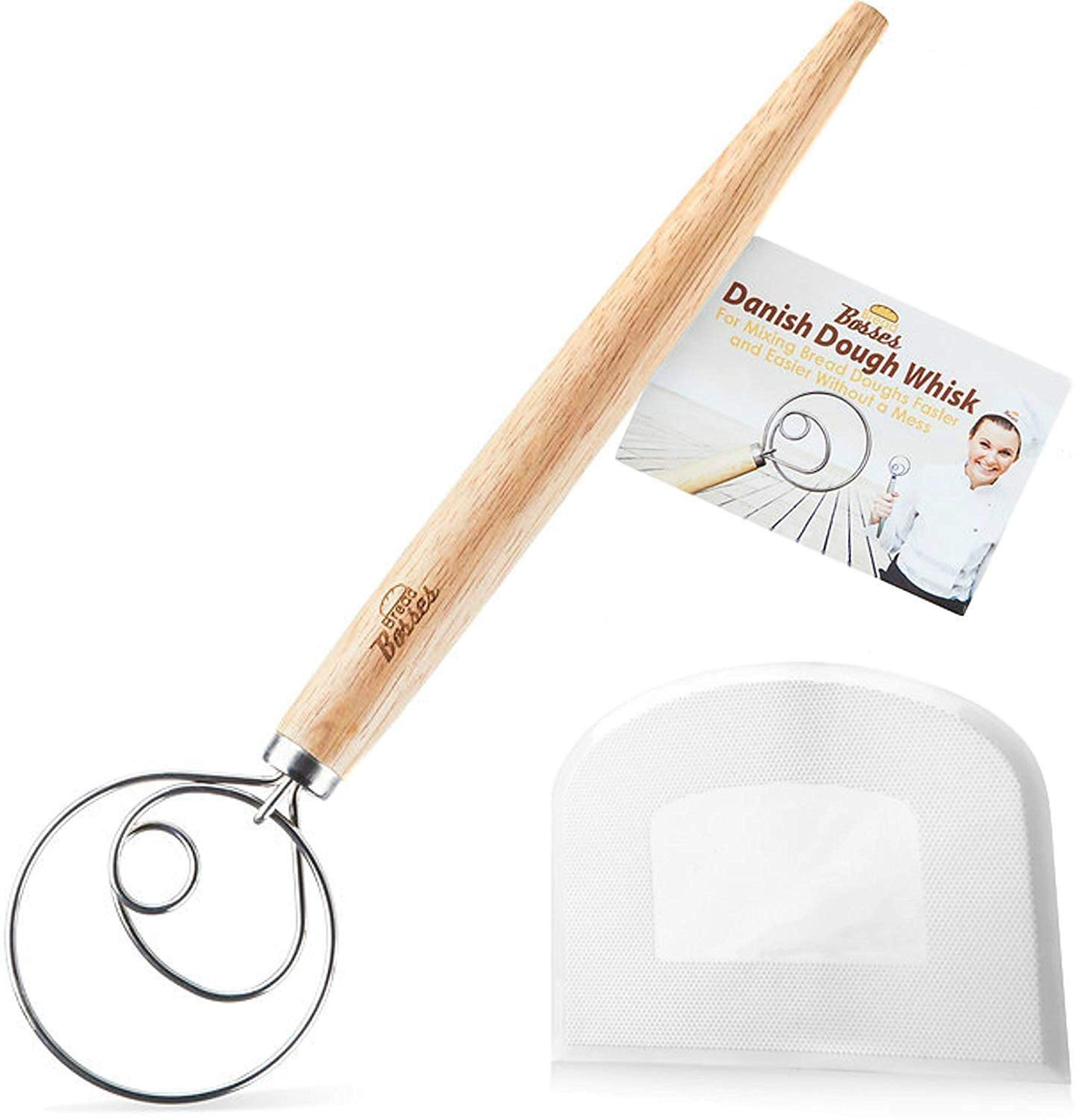 Premium Danish Dough Whisk - Heavy Duty Bread Mixer & Pizza Dough Hook - Perfect for Baking Bread, Pastries & Pizza Dough - Ideal Gift for Bakers & Home Chefs (Great for Kitchen, Bakery & Cooking Enthusiasts)
