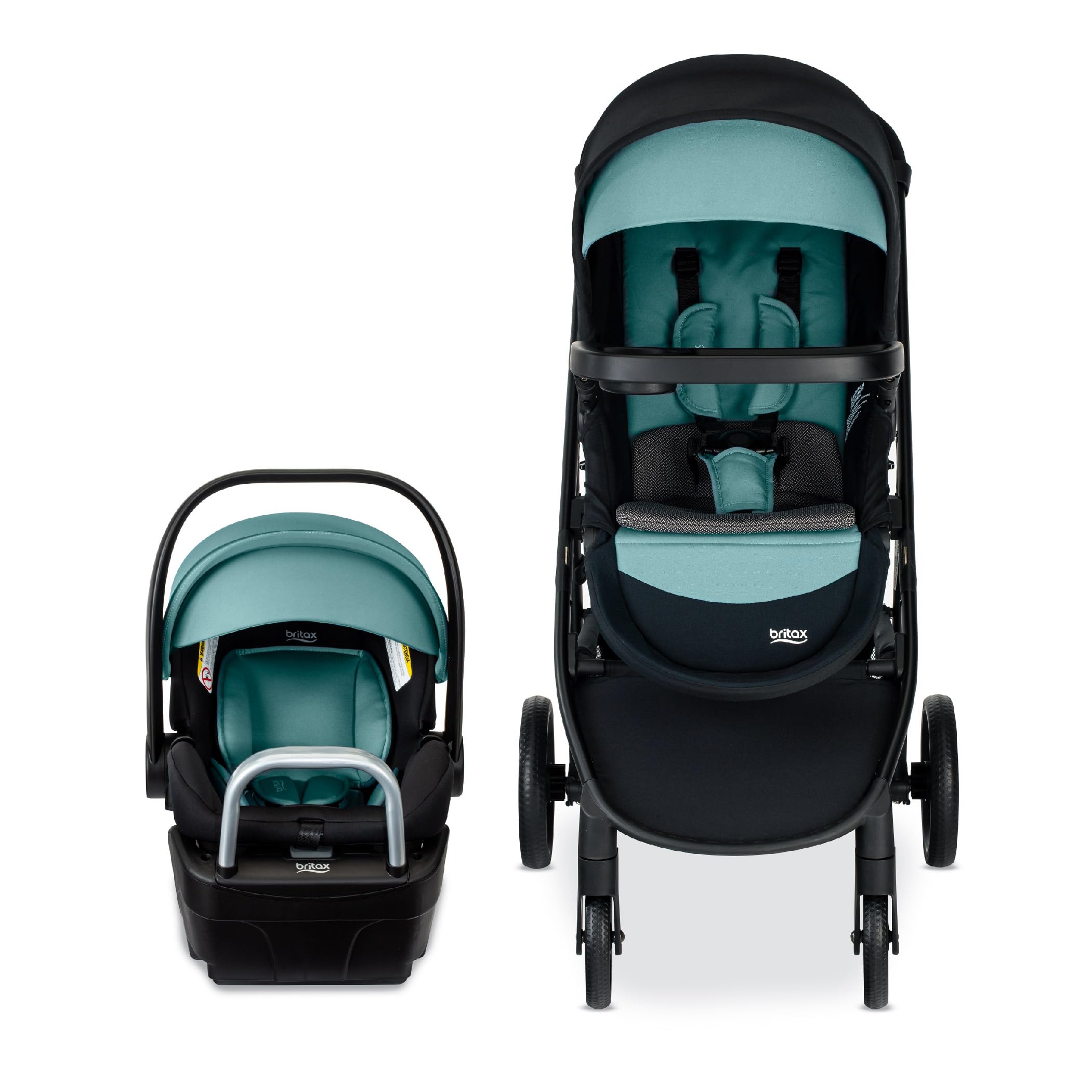 Britax Willow Brook S+ Baby Travel System - Infant Car Seat & Stroller Combo with Alpine Base | ClickTight Safety Technology | SafeWash Insert & Cover in Jade Onyx | Perfect for Newborns, Shopping & Family Outings