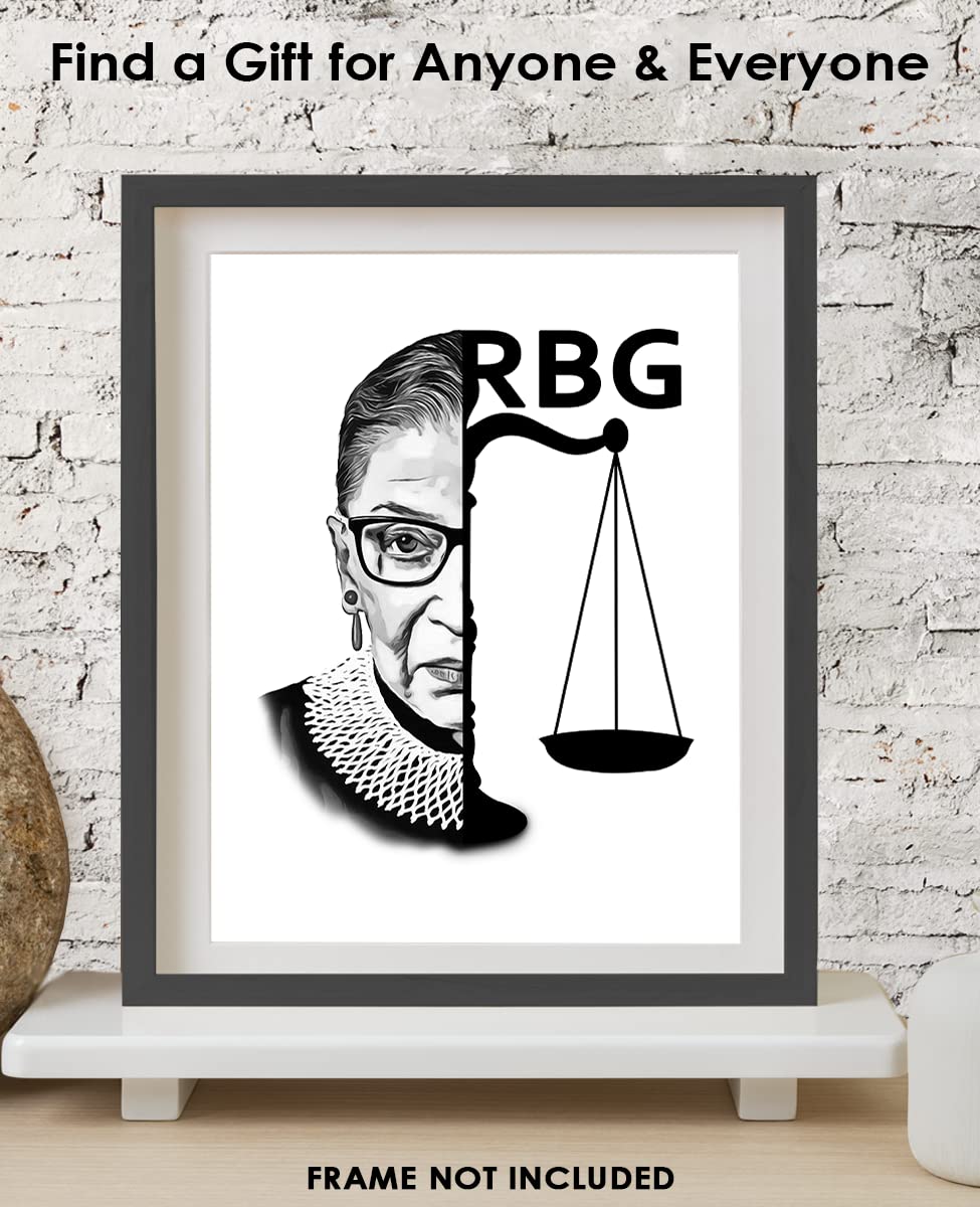 RBG Wall Art - 8x10 Inspirational Ruth Bader Ginsburg Poster, Motivational Quotes & Positive Affirmations Decor for Office, Bedroom, Living Room - Perfect Gift for Women & Men Lawyers, Feminists & Activists