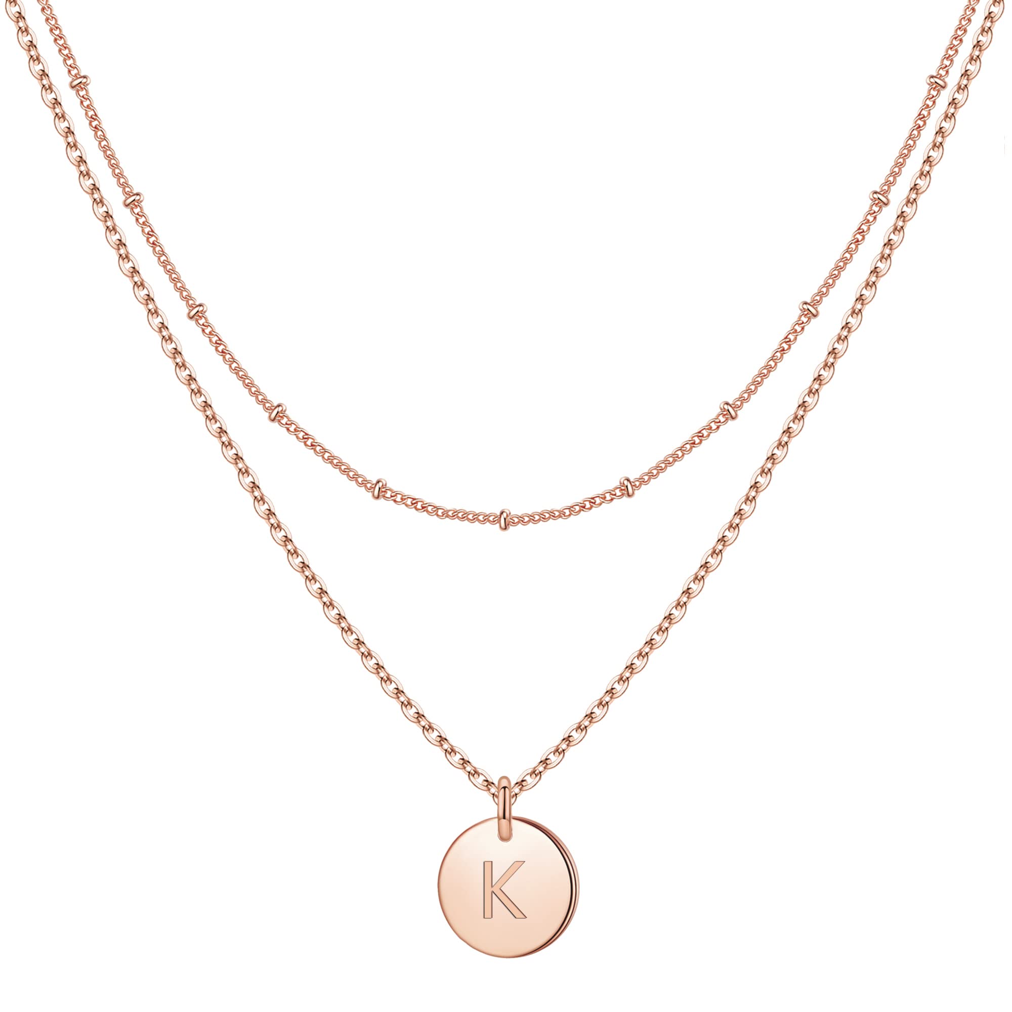 Personalized Initial Necklaces for Women & Girls - Gold, Silver & Rose Gold Double-Sided Engraved Hammered Coin Pendant, Layered Jewelry Gift for Easter, Birthdays & Special Occasions | Perfect for Teens, Daughters & Best Friends