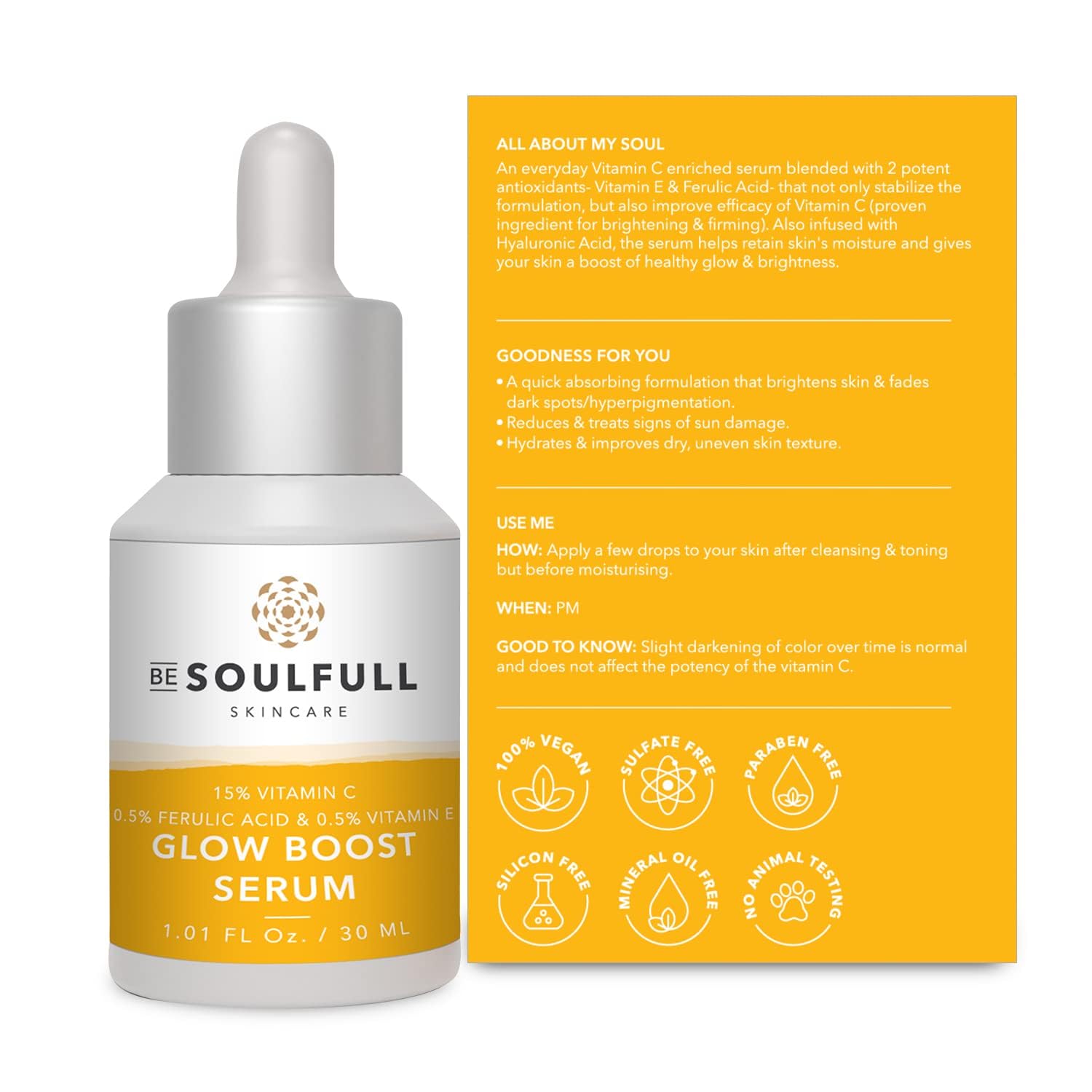 15% Vitamin C Face Serum for Glowing & Soft Skin | Brightening & Hydrating Facial Treatment | Reduce Dark Spots & Wrinkles | 30ml/1 Fl Oz | Perfect for Morning Skincare Routine & Anti-Aging Care