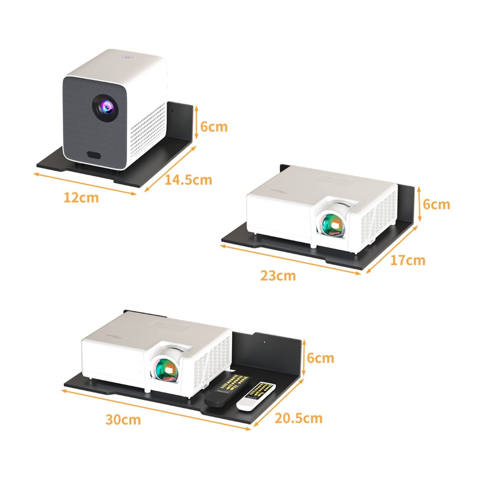 Universal Projector Mount Stand - Adjustable Wall Mount Bracket with Metal Base Tray | No-Drill Installation | Office & Home Theater Setup (Size M) | Perfect for Bedroom, Living Room & Conference Room Projector Installation