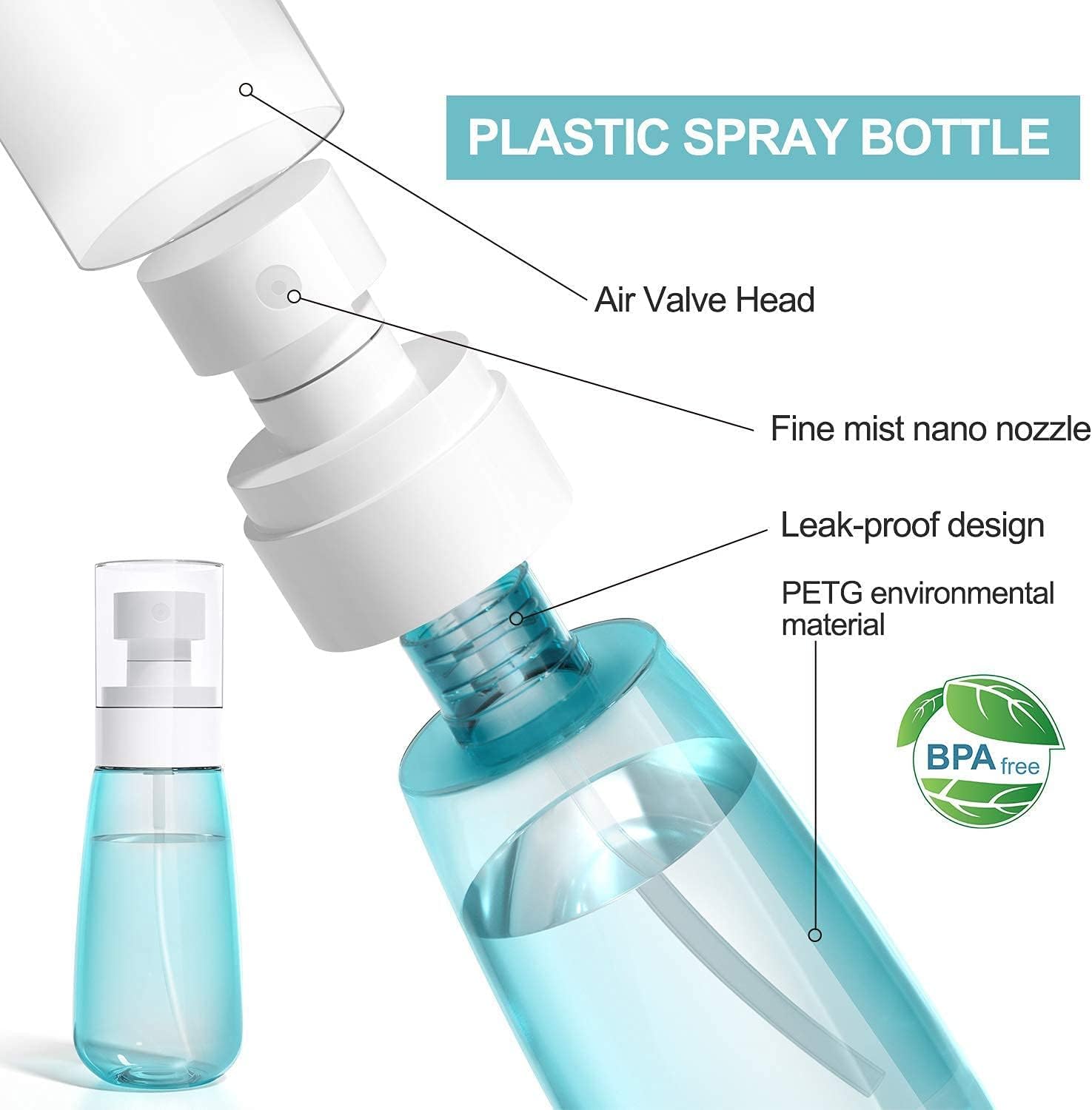 Mincerfit 3-Pack 100ml Clear Refillable Spray Bottles for Hair, Face, Essential Oils & Cleaning Solutions | Travel-Friendly Cosmetic & Perfume Atomizer | Perfect for Home, Salon, Gym & Travel Use