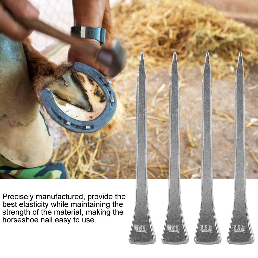 Mokernali 250 Pcs Stainless Steel Horseshoe Nails - 2 Inch Sharp Bevel E5 Horseshoe Nails for Horse Training, Equestrian Sports & Farrier Tools - Perfect for Horse Hoof Care, Blacksmithing & Stable Maintenance