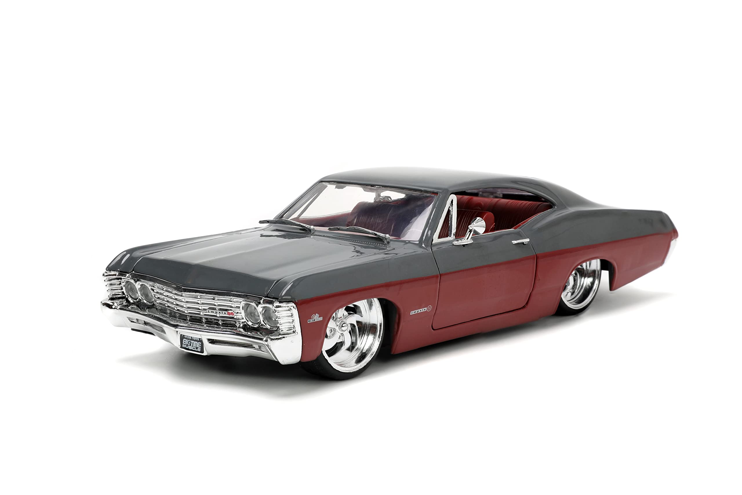 Jada Toys 1:24 Scale 1967 Chevy Impala SS Die-Cast Model Car - Gray & Burgundy - Collectible Muscle Car for Kids & Adults - Perfect for Display, Gifts & Car Enthusiasts