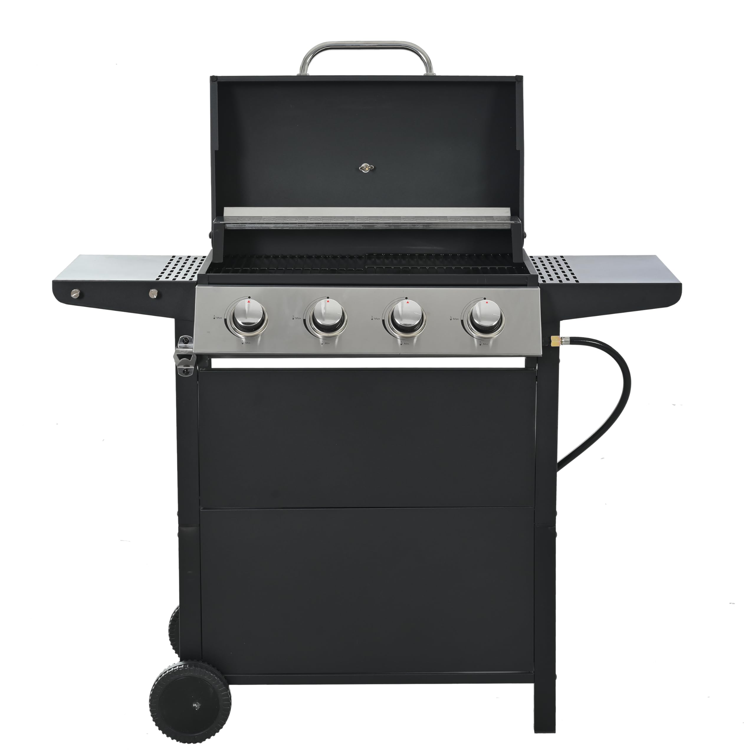 4 Burner Propane Gas Grill with Wheels - Heavy-Duty Stainless Steel Outdoor BBQ Grill for Backyard, Garden & Patio - Perfect for Family Gatherings, Camping & Tailgating Parties
