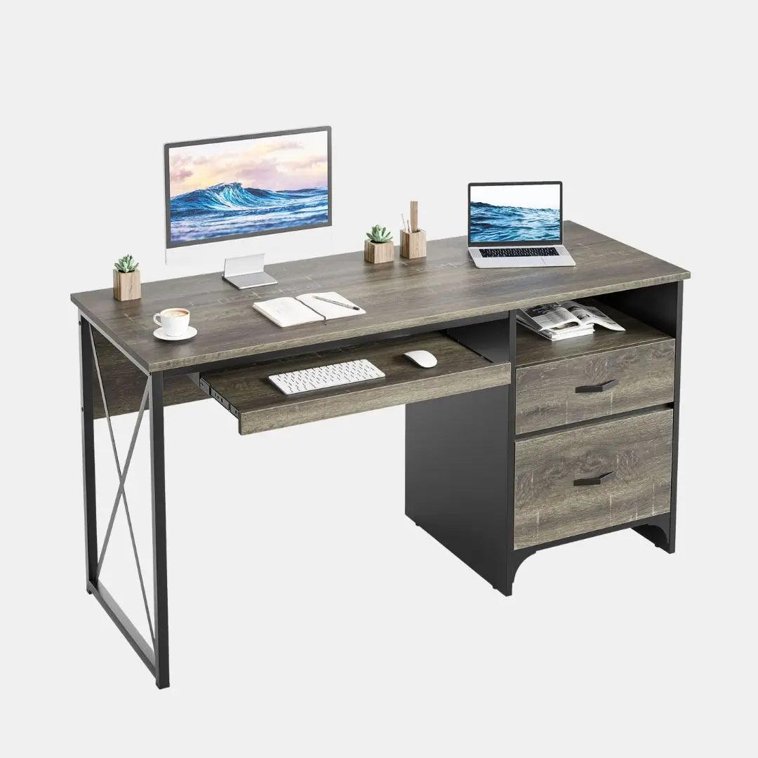 Bestier Computer Desk with Keyboard Tray & Storage Drawers - Home Office Desk for Work, Study & Gaming - Ergonomic Writing Desk for Small Spaces & Bedrooms