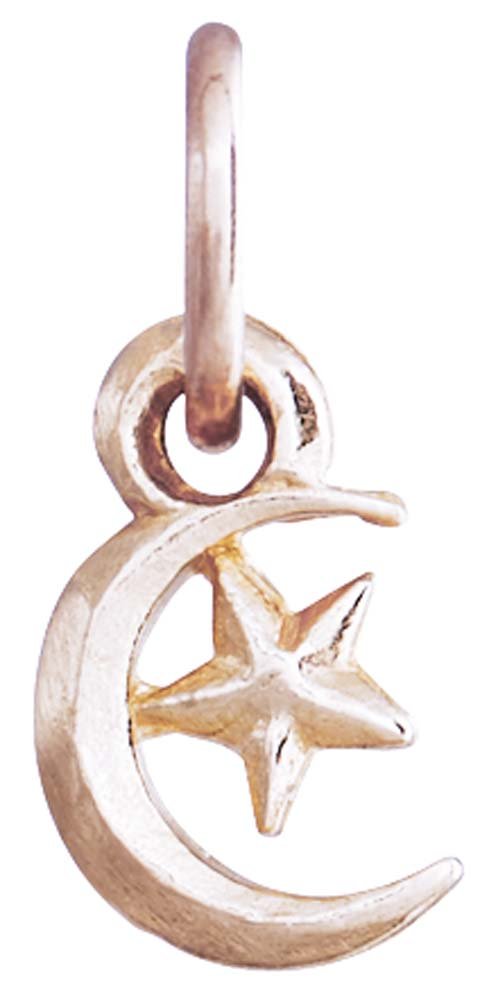 Helen Ficalora Moon and Star Mini Charm Necklace - 14K Gold Dainty Pendant for Women - Perfect for Everyday Wear, Gifts & Special Occasions