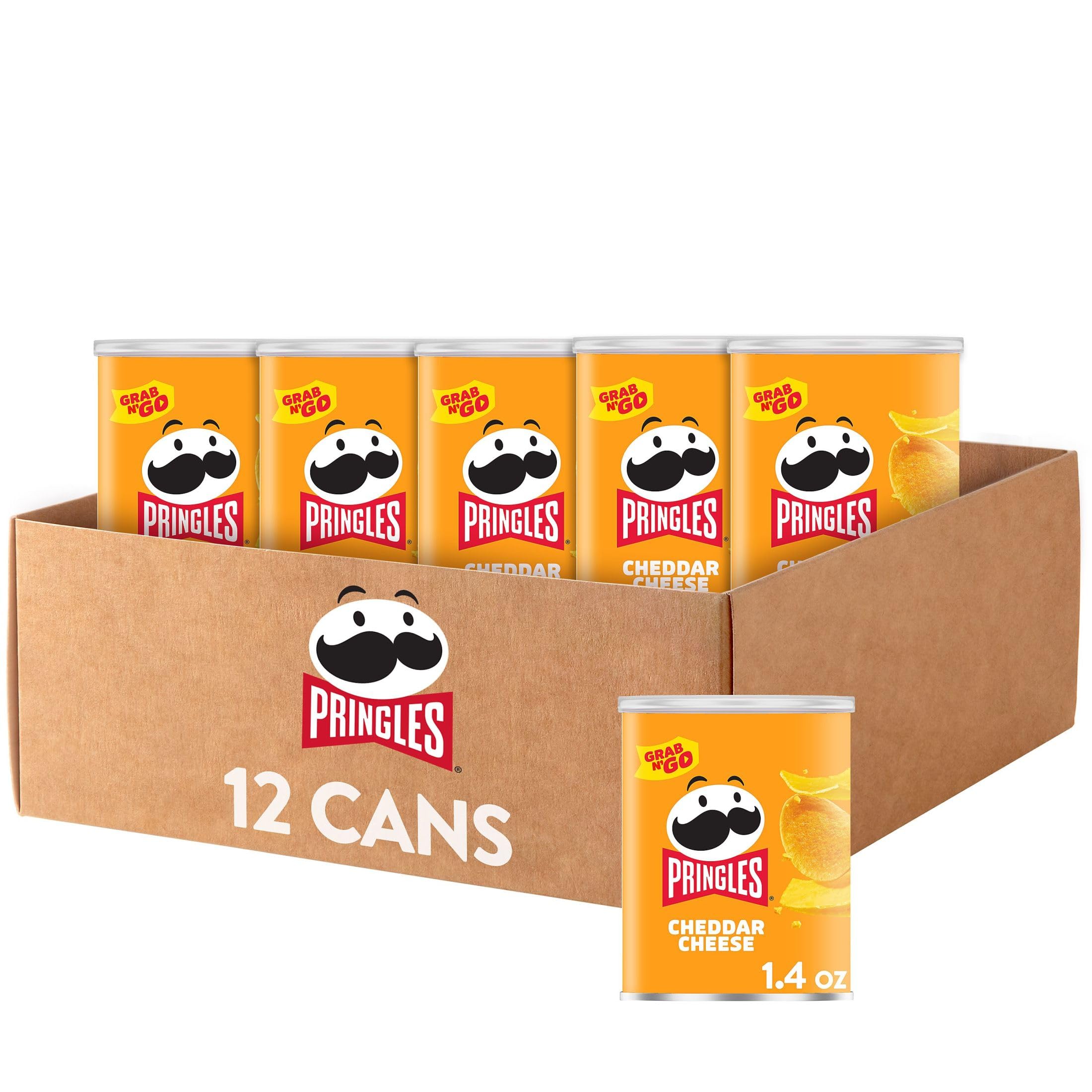 Pringles Cheddar Cheese Crisps - 12 Cans | Delicious Lunch & Office Snacks | Perfect for Kids & On-the-Go | Great for Parties, School Lunches & Road Trips