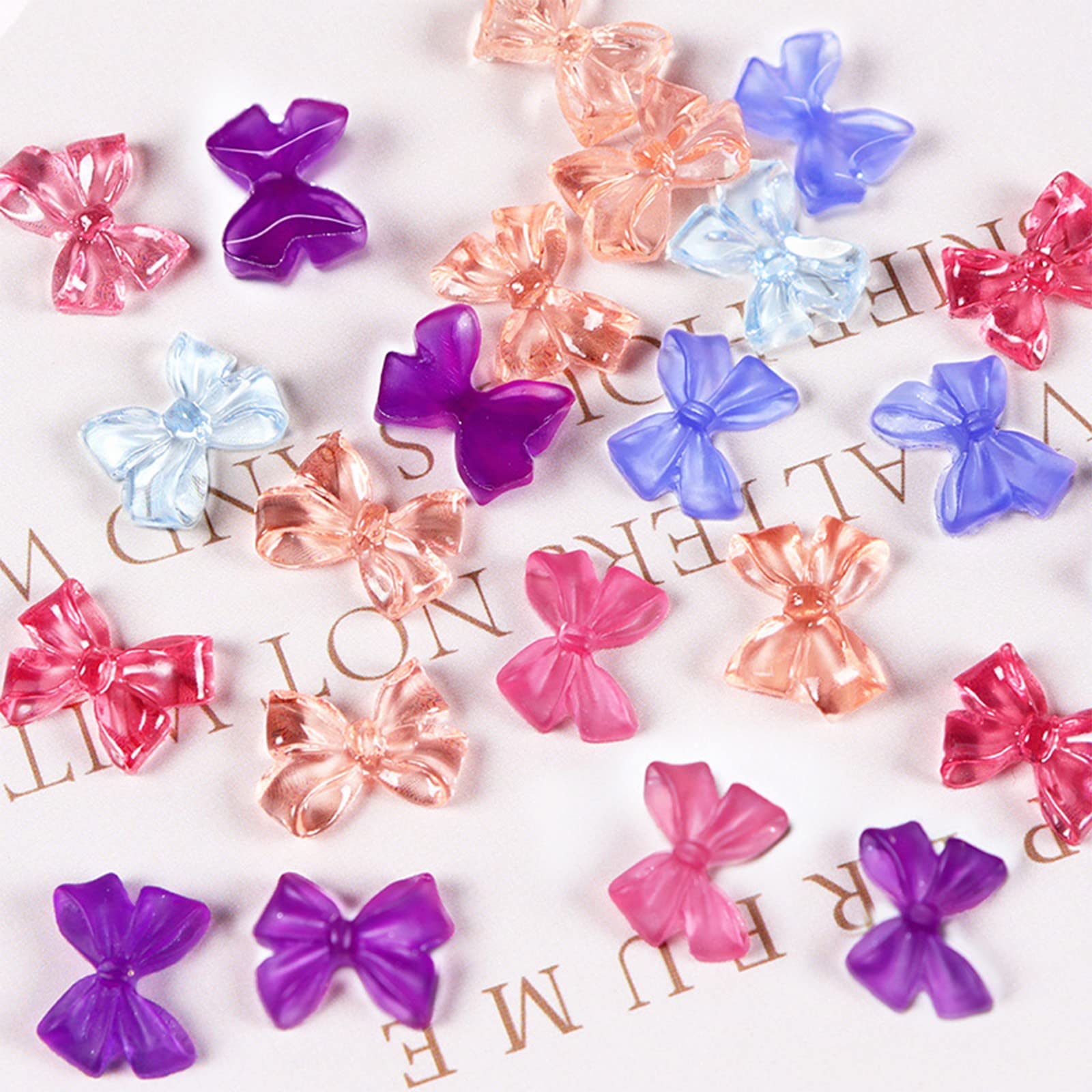 40-Piece Light Variable Bow Knot Nail Art Kit with Butterfly & Diamond Decorations - Trendy Nail Enhancements for DIY Manicures, Parties & Special Occasions