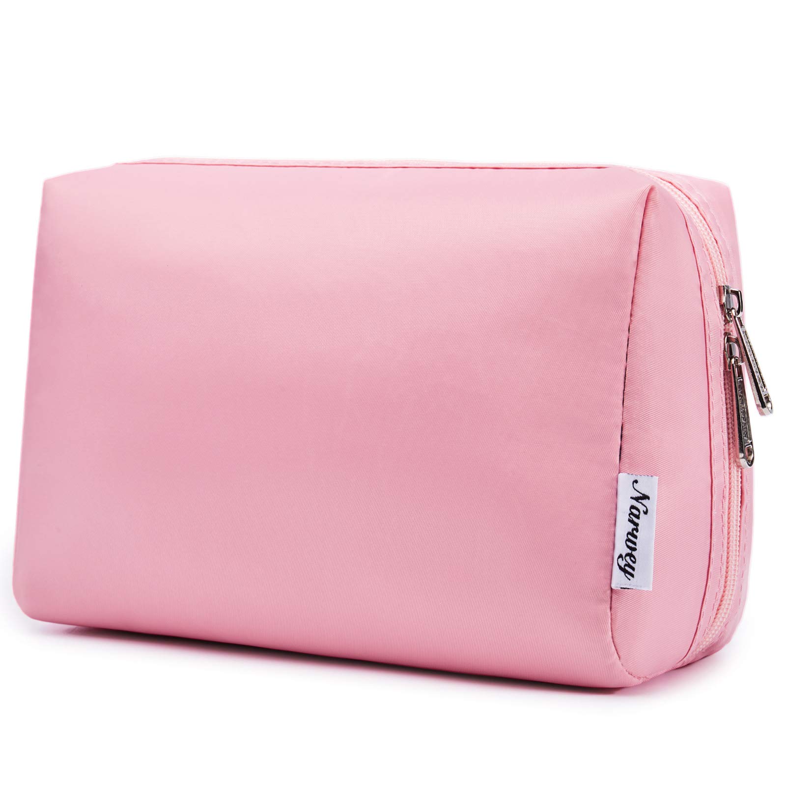 Narwey Pink Makeup Bag for Women - Large Travel Cosmetic Organizer for Toiletries & Beauty Essentials