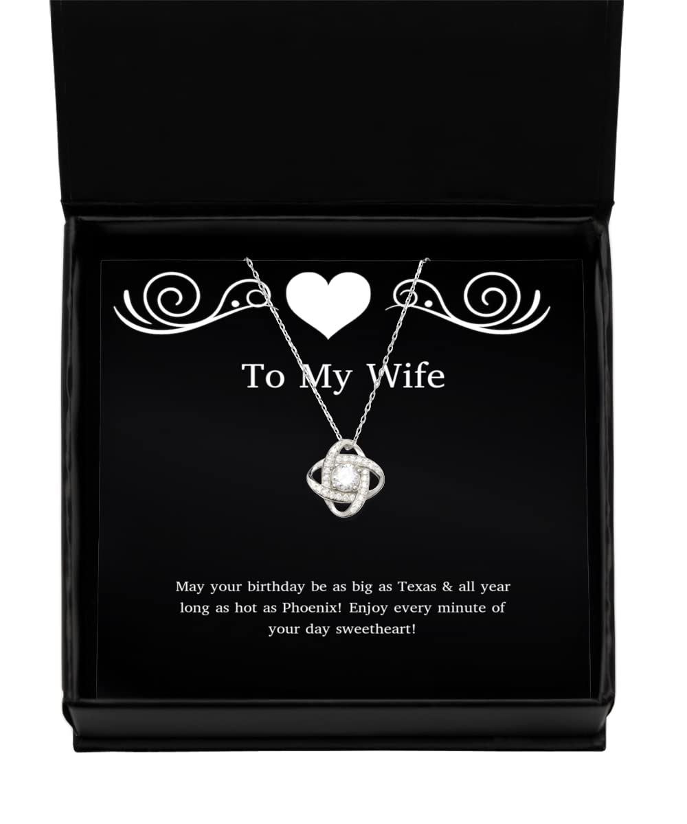 Game On Novelties Funny Wife Birthday Gift - Texas-Sized Silver Love Knot Necklace for Anniversary, Valentine's Day & Special Occasions | Perfect Romantic Jewelry Gift for Her