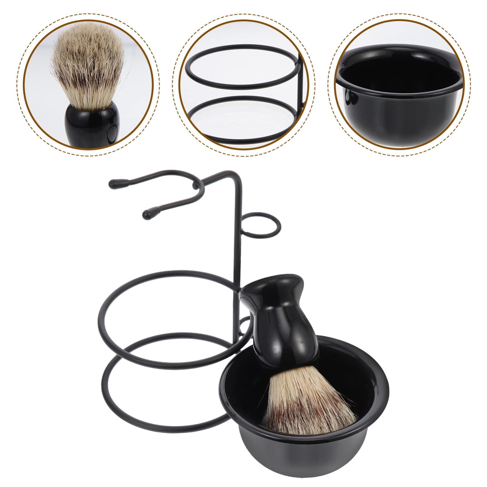 Premium Metal Shaving Brush Holder & Stand - Durable Beard Grooming Kit for Men with Convenient Shaving Mug & Mixing Bowl | Perfect for Home Barbershop, Travel & Gift for Men