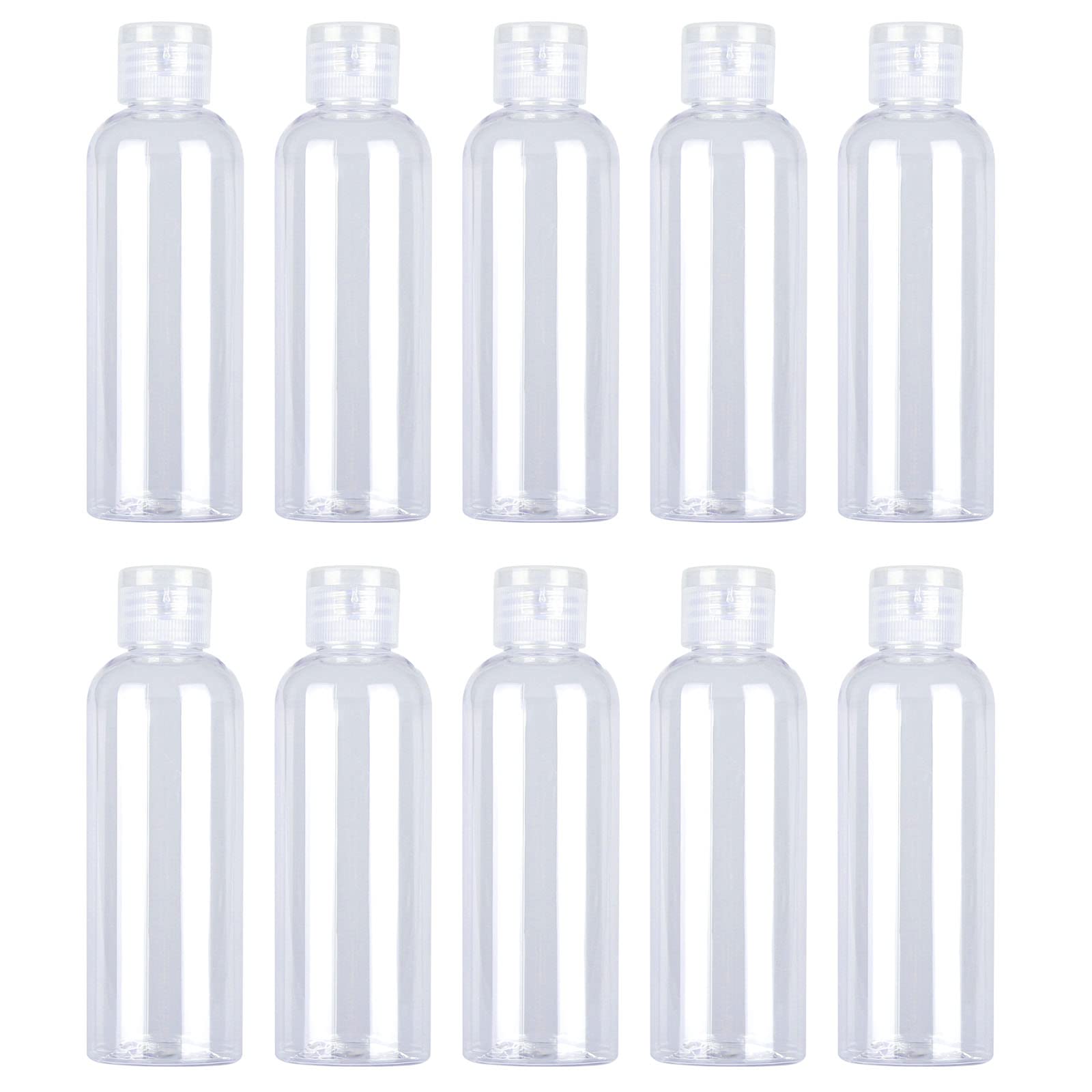 10-Pack 100ml Clear Travel Bottles with Flip Cap & Labels | Leak-Proof Empty Plastic Bottles for Toiletries, Shampoo, Lotion | TSA Approved for Air Travel, Gym, Camping & Cosmetic Storage