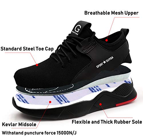 Steel Toe Work Boots for Men & Women - Puncture Proof Safety Shoes with Slip Resistant Comfort - Ideal for Construction, Warehouse & Industrial Work
