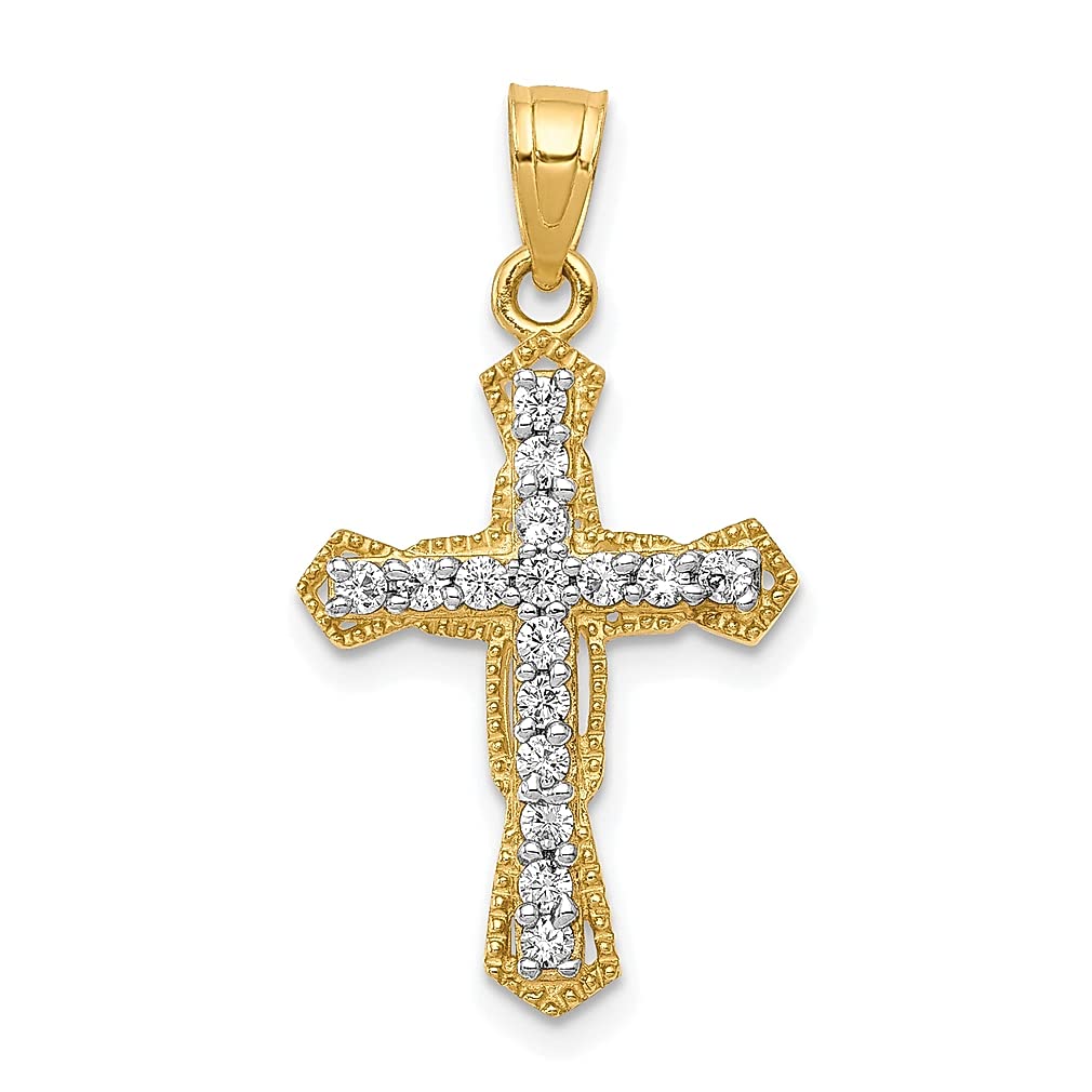 10K Yellow Gold Cubic Zirconia Cross Pendant Necklace for Women - Religious Jewelry Gift for Her - Perfect for Church, Baptism, Confirmation & Special Occasions