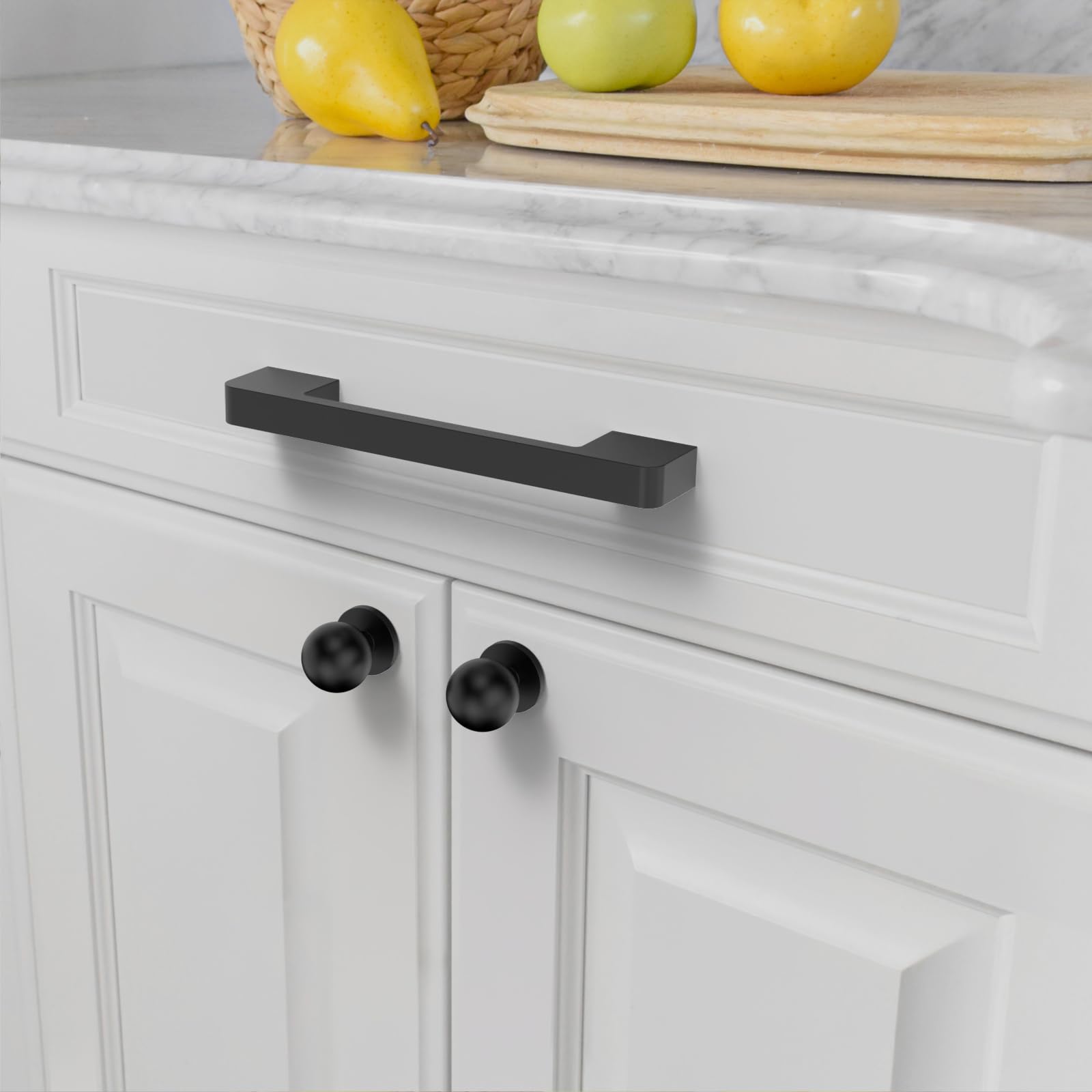 Amerdeco 10 Pack Matte Black Cabinet Pulls 5 Inch (128mm) Hole Centers - Modern Kitchen Cabinet Handles & Drawer Pulls for Cabinets, Cupboards, Dressers & Furniture Hardware (ZH0062) - Perfect for Home Renovation, DIY Projects & Kitchen Upgrades
