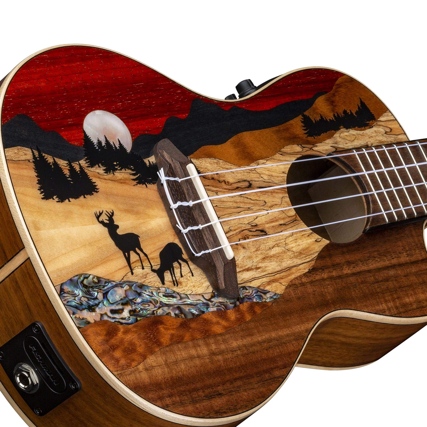 Luna Guitars Vista Deer 4-String Concert Acoustic Electric Ukulele - Right Handed (UKEVISTADEERC) - Perfect for Beginners, Travel & Live Performances