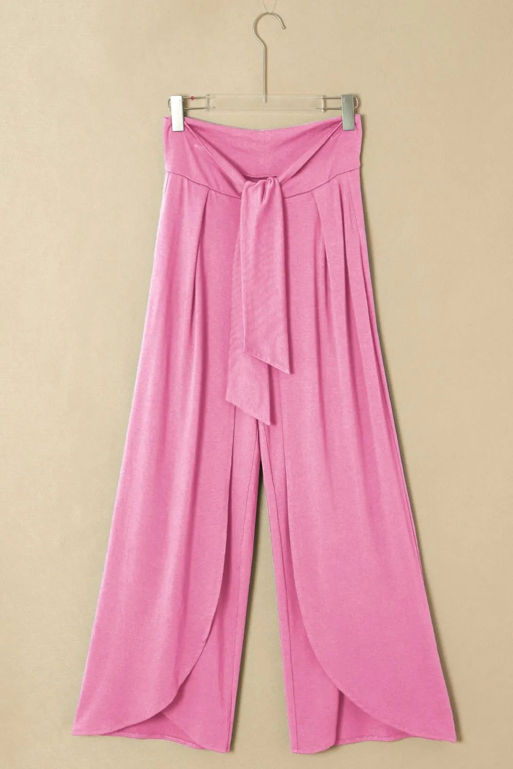 Women's Knotted Waist Split Leg Relaxed Lounge Pants - Comfortable Stretchy Yoga Pants for Home, Travel & Casual Wear