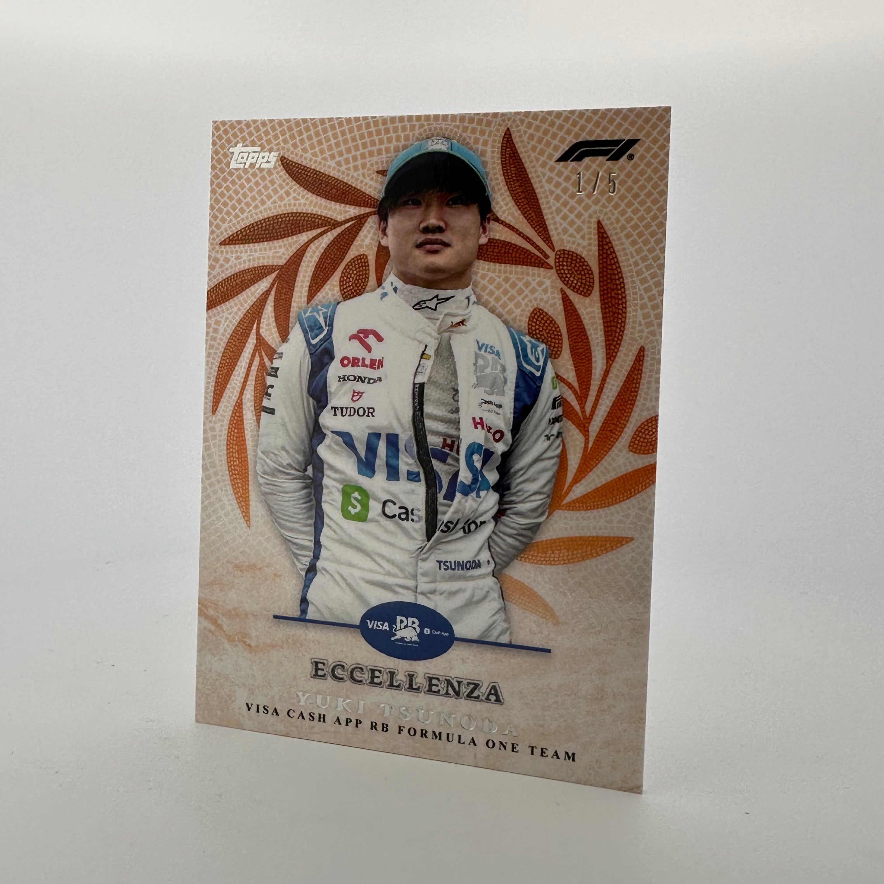2024 Topps Eccellenza F1 Yuki Tsunoda Trionfo Orange 1/5 - Rare Collectible Trading Card for Formula 1 Fans & Sports Memorabilia Collectors