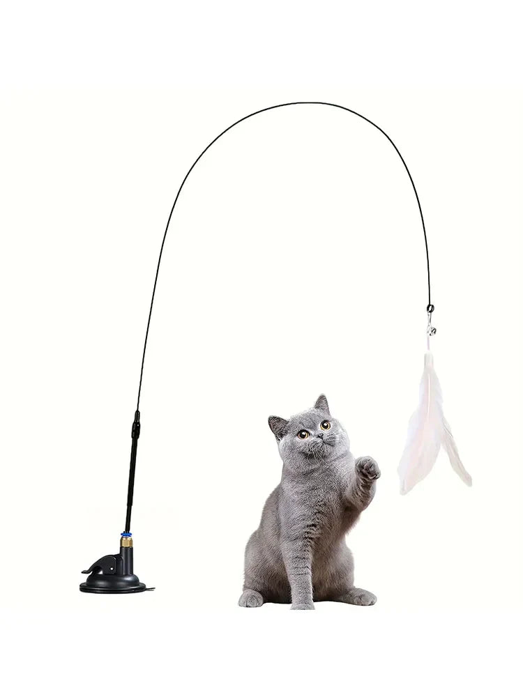 Interactive Cat Teaser Toy with Bell & Feather Wand - Fun Exercise Toy for Indoor Cats, Playtime & Bonding with Your Kitten