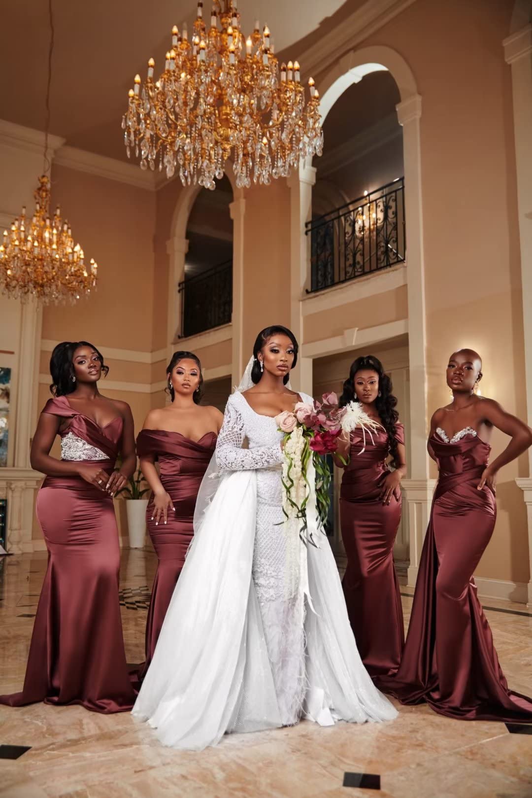 Elegant Off Shoulder Bridesmaid Dresses - Ruching Mermaid Formal Gown for Wedding, Bodycon Satin Prom Dress - Perfect for Weddings, Parties & Special Occasions