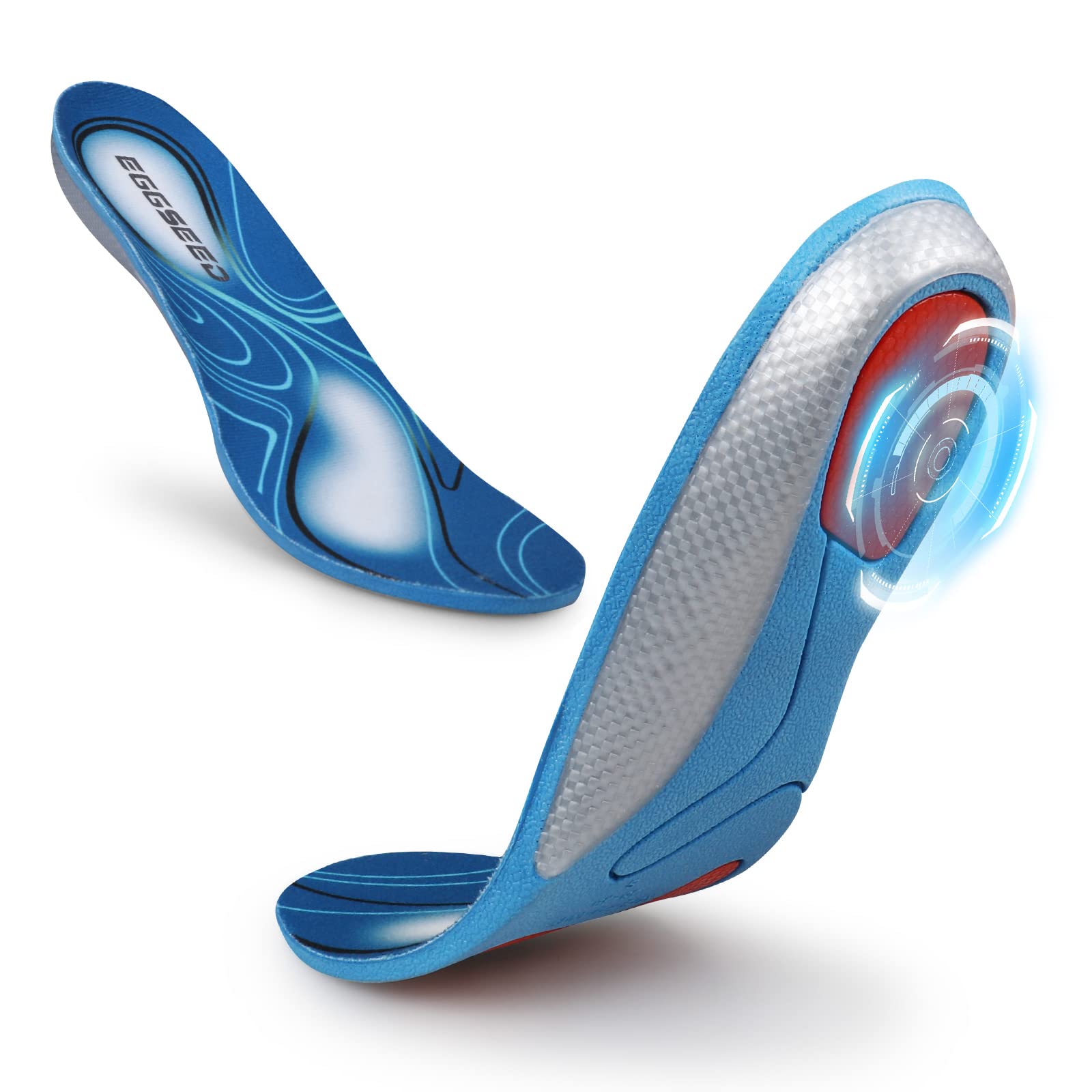 Plantar Fasciitis Relief Insoles - Arch Support Orthotic Inserts for Flat Feet & High Arch - Gel Cushion for Foot Pain (Men 10-10.5/Women 12-12.5) - Perfect for Running, Walking & Standing All Day