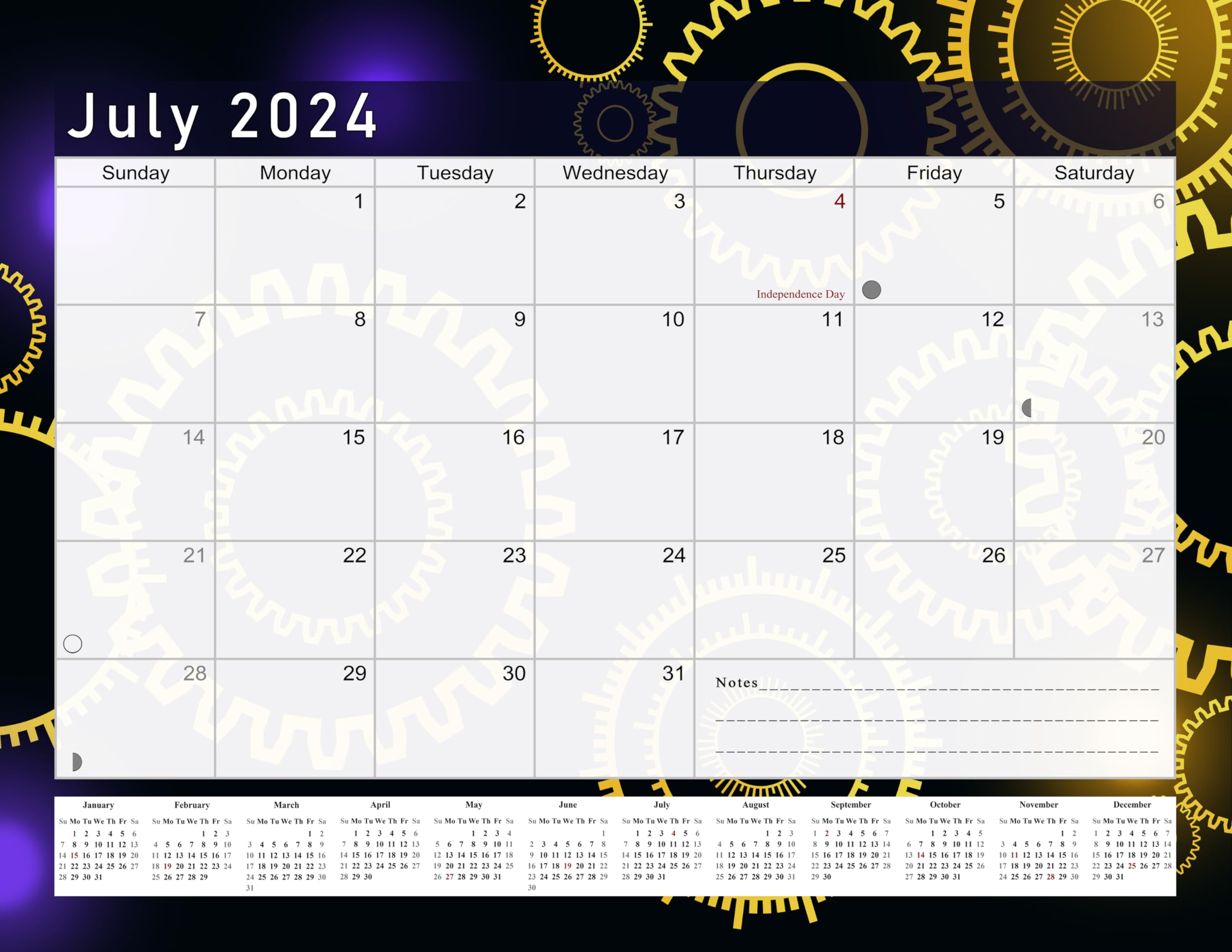 2024-2025 18-Month Magnetic & Desk Calendar Planner - Wall/Desktop Organizer with Bonus Stickers (Edition #09) - Perfect for Office, Home & School Planning