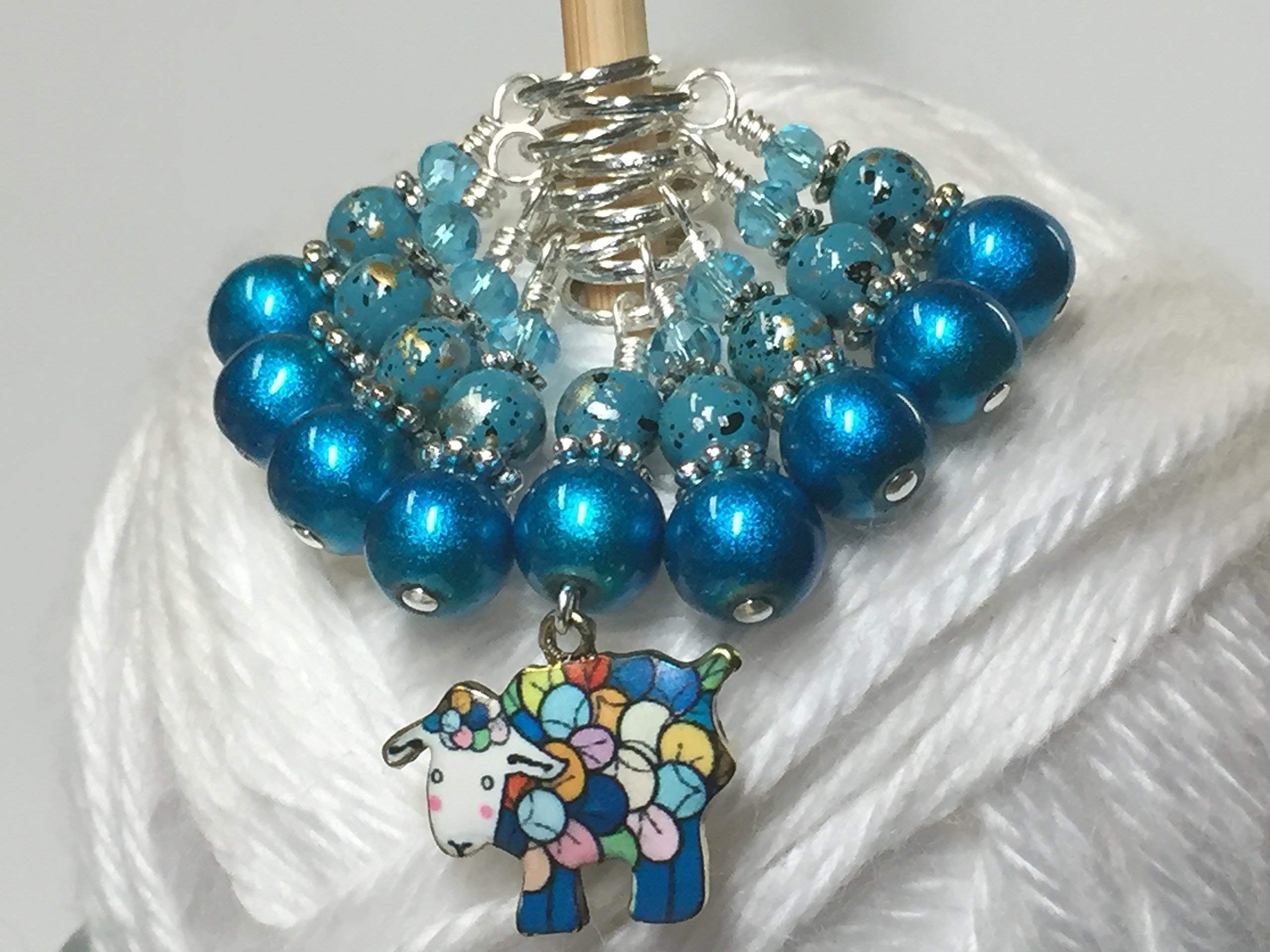 Premium Blue Stitch Marker Set for Knitting & Crochet - 50pcs Sheep-Shaped Progress Keepers with Locking Rings | Perfect for Yarn Projects, DIY Crafts, and Handmade Gifts (Great for Beginners & Advanced Knitters)