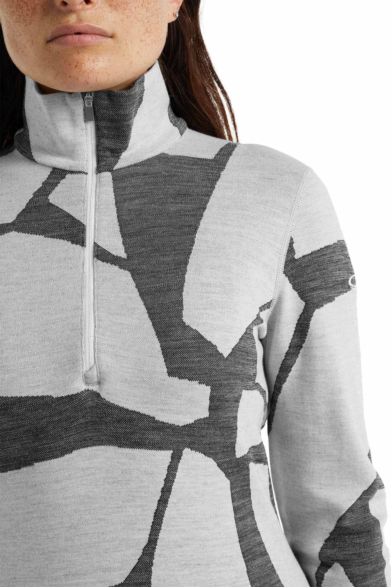 250 Vertex Fractured Landscapes Long Sleeve Half Zip Base Layer for Women - Thermal Underwear for Hiking, Skiing & Outdoor Activities