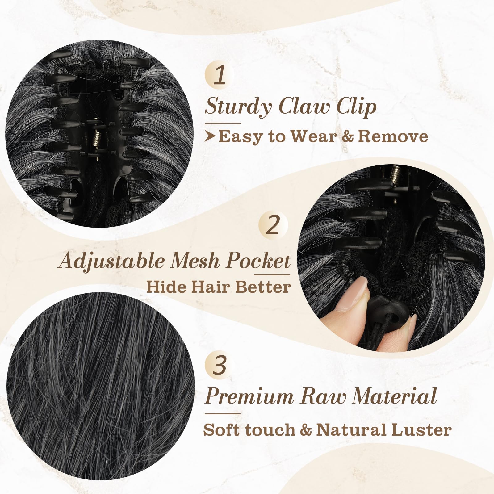 8 Inch Claw Clip Hair Bun Extension for Straight Hair - Perfect for Updos, Ponytails & Everyday Hairstyles