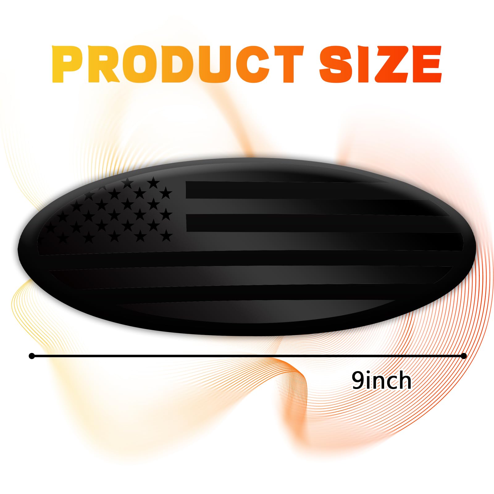 Ford F150 F250 F350 Black American Flag 9-Inch Front Grill & Tailgate Emblem - Aluminum Oval Overlay Decal Badge for Ford Trucks - Perfect for Off-Roading, Truck Shows & Patriotic Display