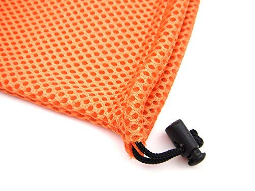 10 Pack Orange Nylon Mesh Drawstring Bags 9x14cm - Perfect for Organizing Mini Items, Cellphones & MP3 Players | Great for Travel, Gym & Daily Storage