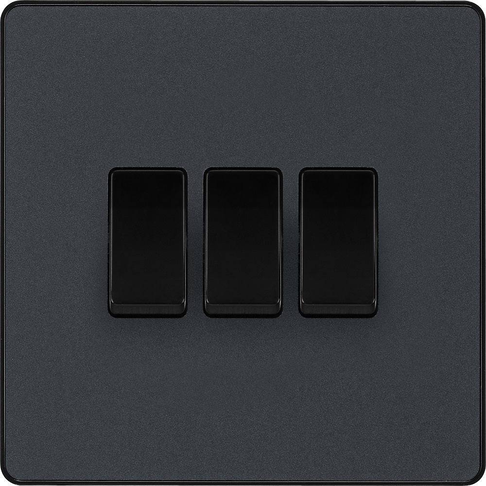 BG Evolve Matt Grey 3G 2W Light Switch PCDMG43B - Modern Smart Home Lighting Control for Living Room & Bedroom