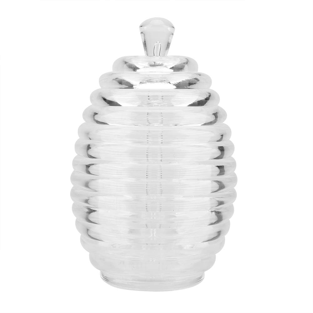Premium Glass Honey Jar with Lid - 265ml Beehive Honey Pot with Dipper - Food Grade Honey Storage Container for Kitchen, Tea, Breakfast & Gift Giving