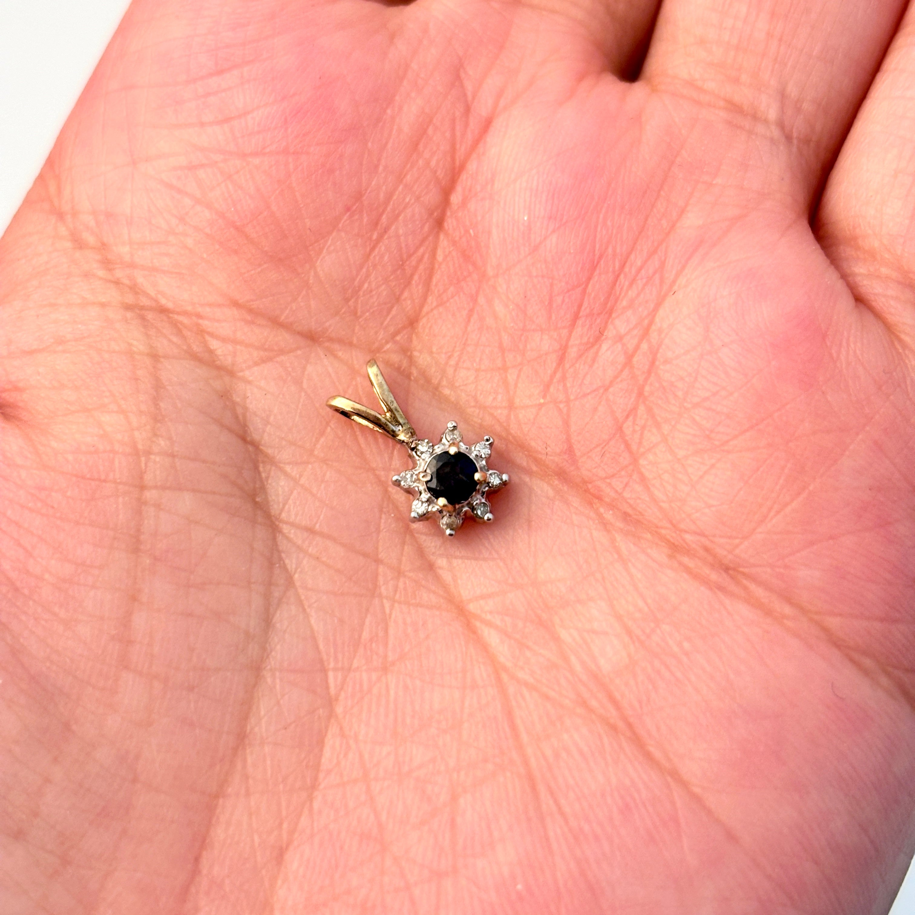 10K Yellow Gold Sapphire and Diamond Pendant Necklace - 0.20ct Natural Sapphire & 0.04ctw Diamond Jewelry for Women - Perfect Gift for Birthday, Anniversary & Valentine's Day