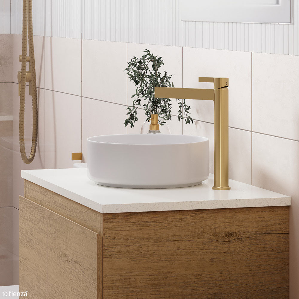 Fienza RB3280 Reba 310mm White Mini Above Counter Bathroom Sink - Perfect for Small Bathrooms, Powder Rooms & Vanities